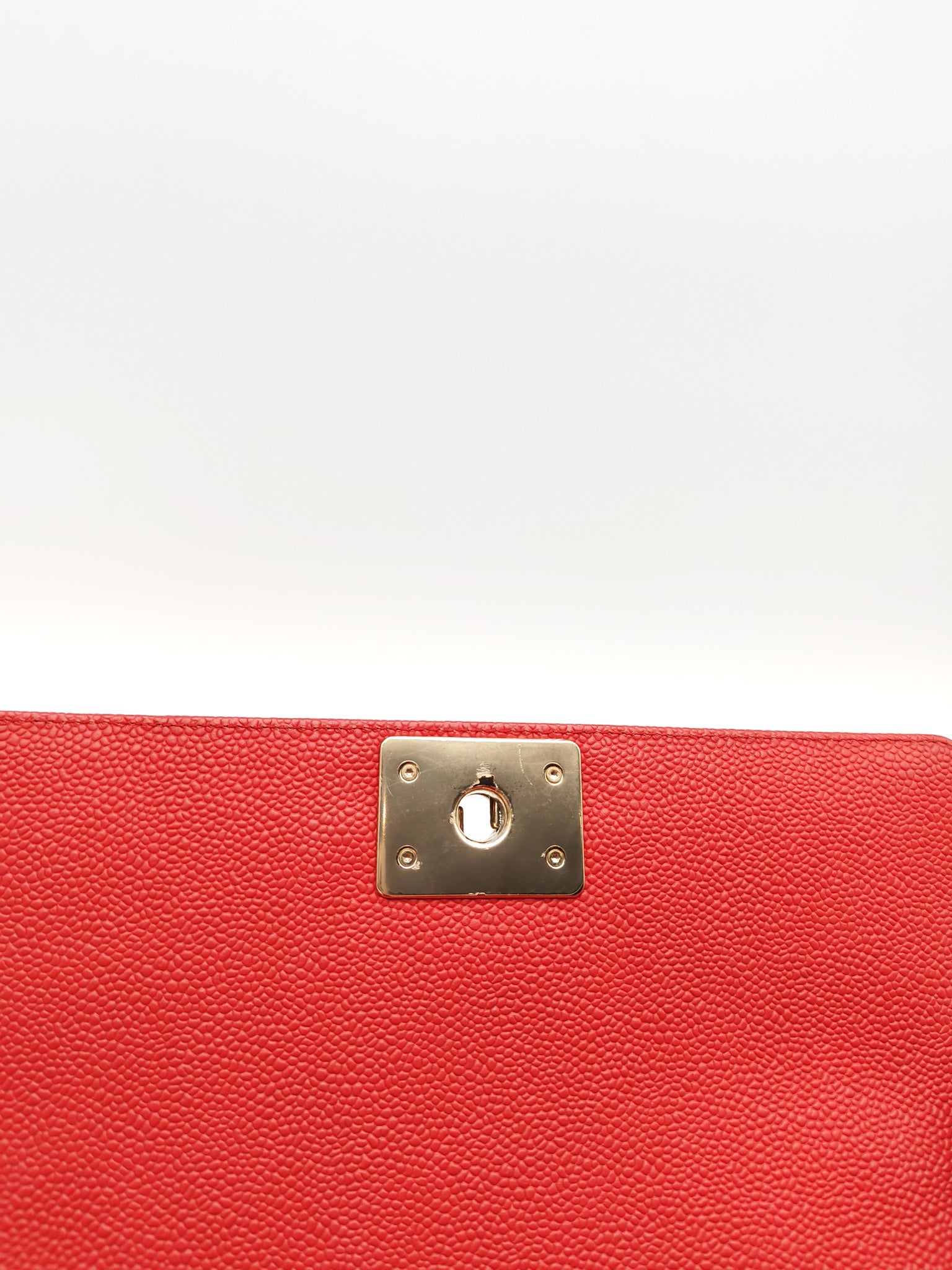 Boy Old Medium Red Quilted Caviar Leather and Champagne Hardware Series 28 | Purse Maison Luxury Bags Shop