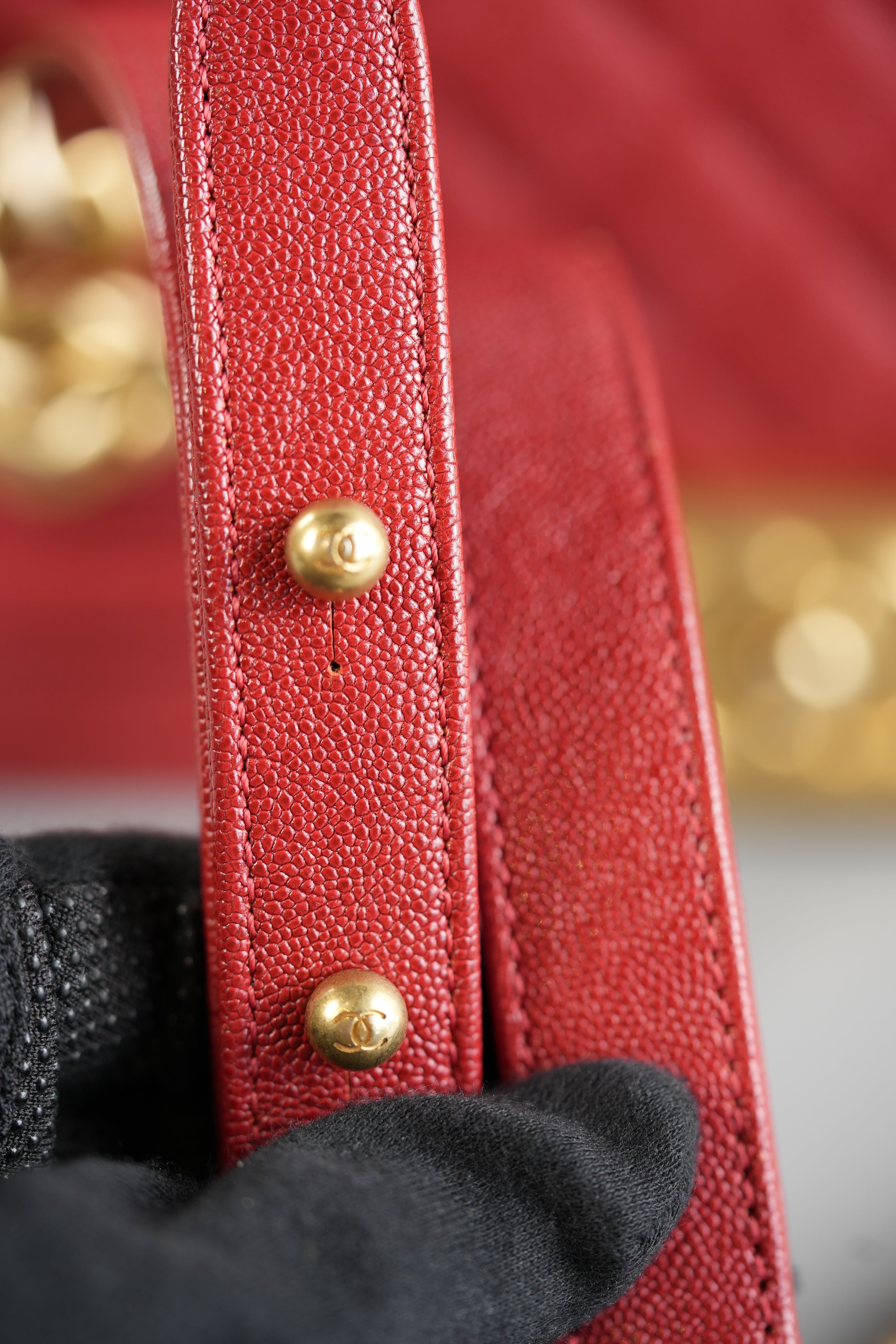 Boy Red Old Medium in Quilted Caviar and Aged Gold Hardware Series 28 | Purse Maison Luxury Bags Shop