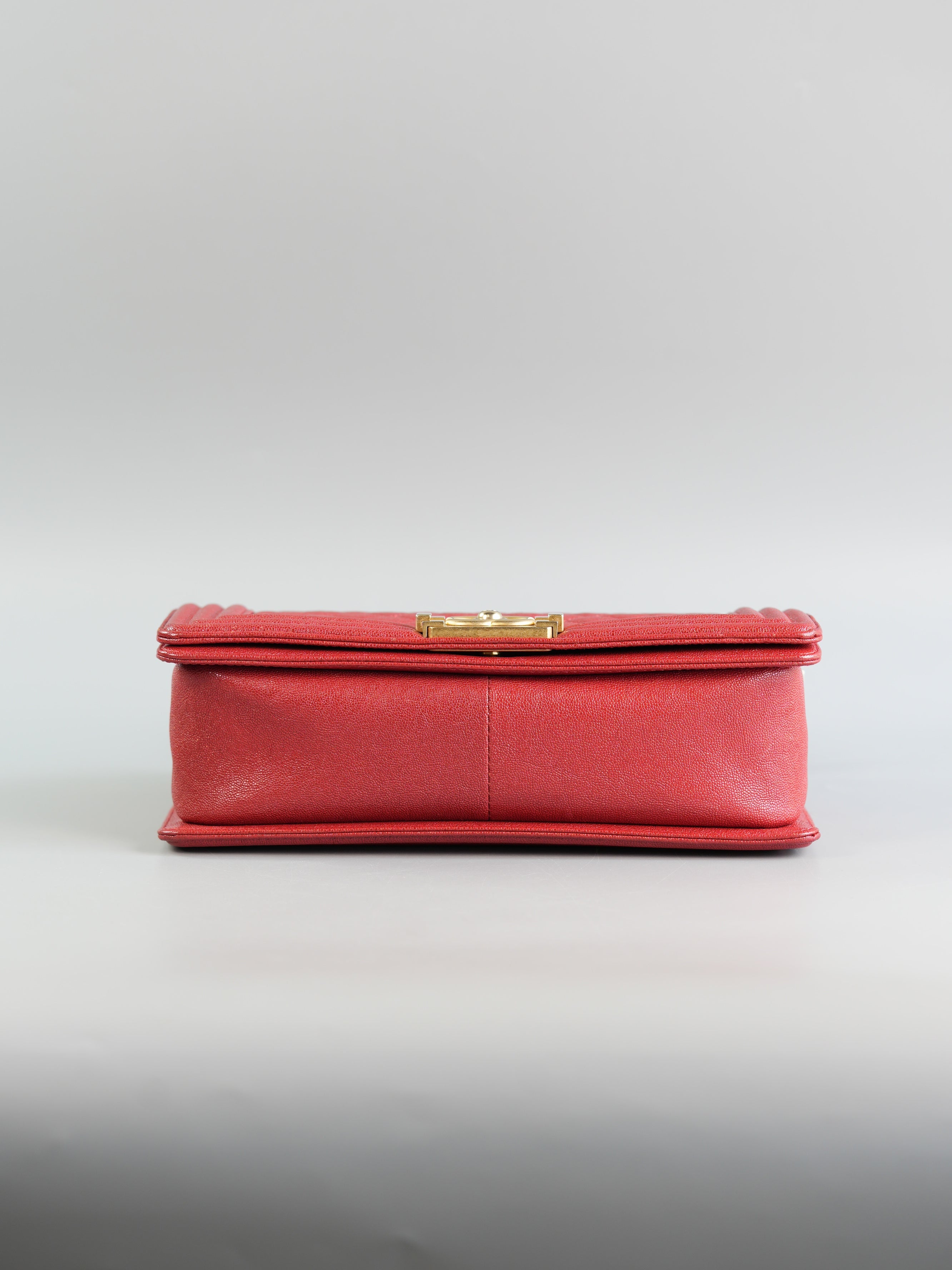 Boy Red Old Medium in Quilted Caviar and Aged Gold Hardware Series 28 | Purse Maison Luxury Bags Shop