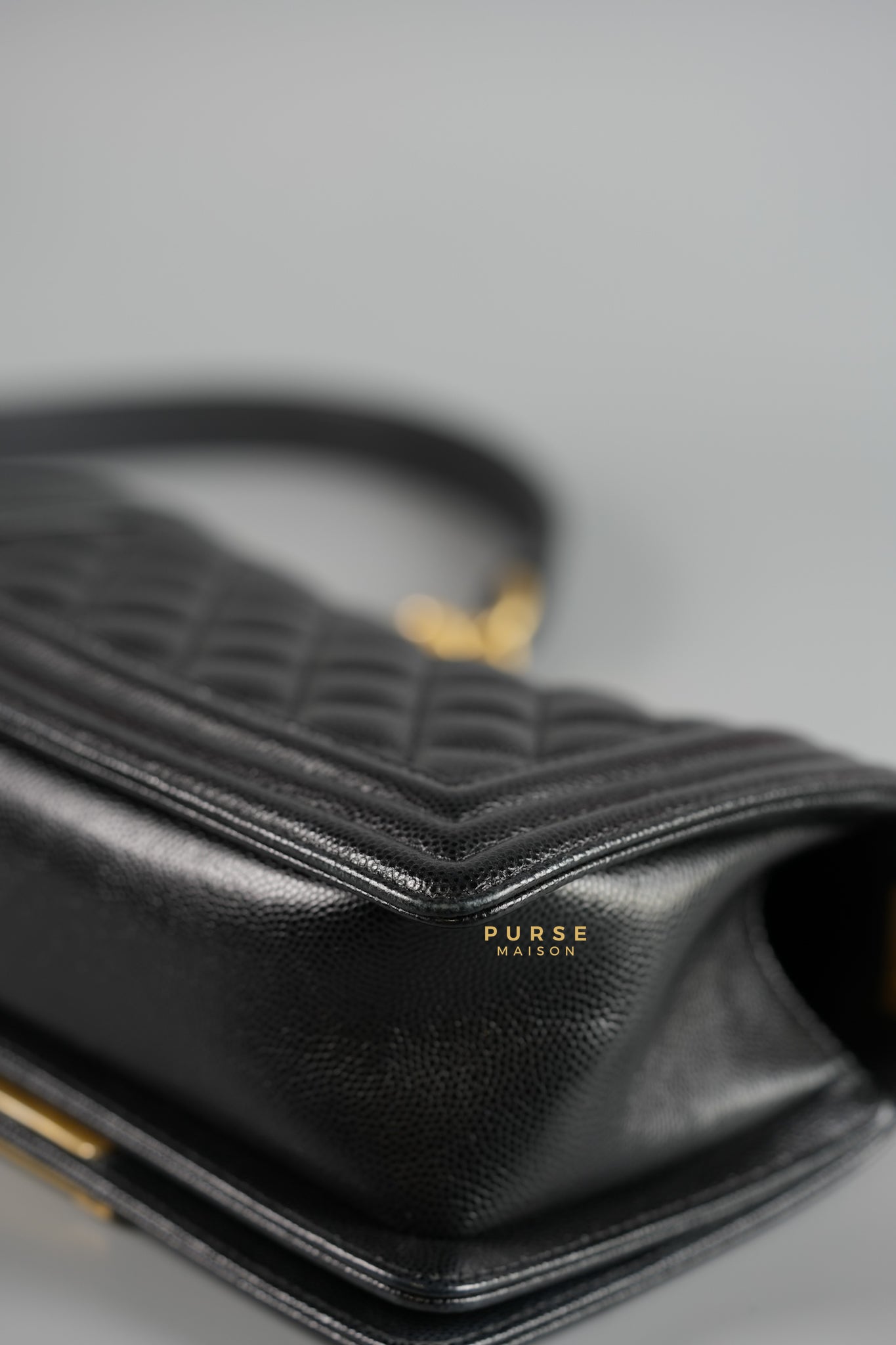 Boy Small Black Caviar in Aged Gold Hardware Series 25 | Purse Maison Luxury Bags Shop