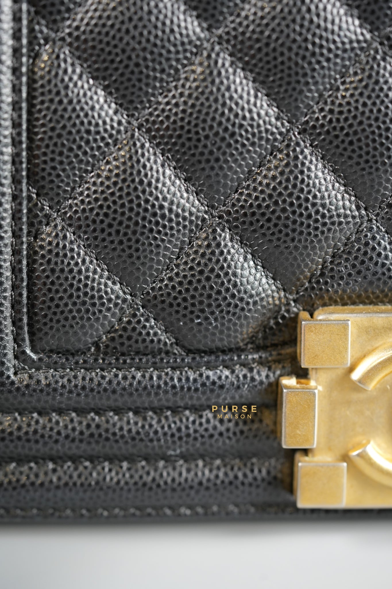 Boy Small Black Caviar in Aged Gold Hardware Series 25 | Purse Maison Luxury Bags Shop