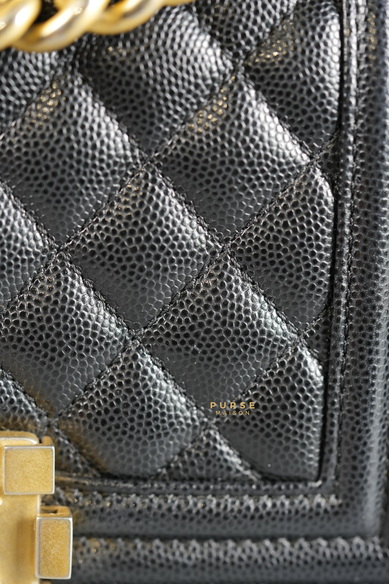 Boy Small Black Caviar in Aged Gold Hardware Series 25 | Purse Maison Luxury Bags Shop