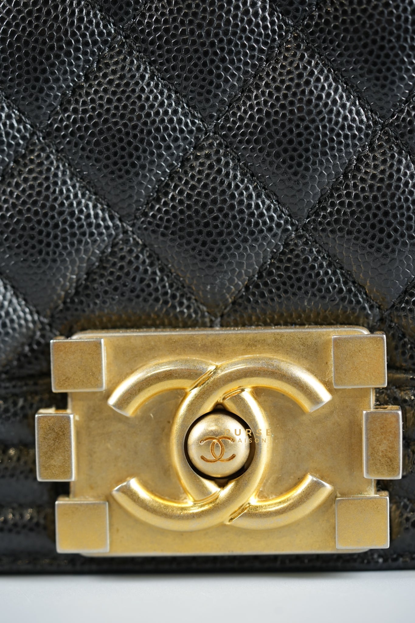 Boy Small Black Caviar in Aged Gold Hardware Series 25 | Purse Maison Luxury Bags Shop