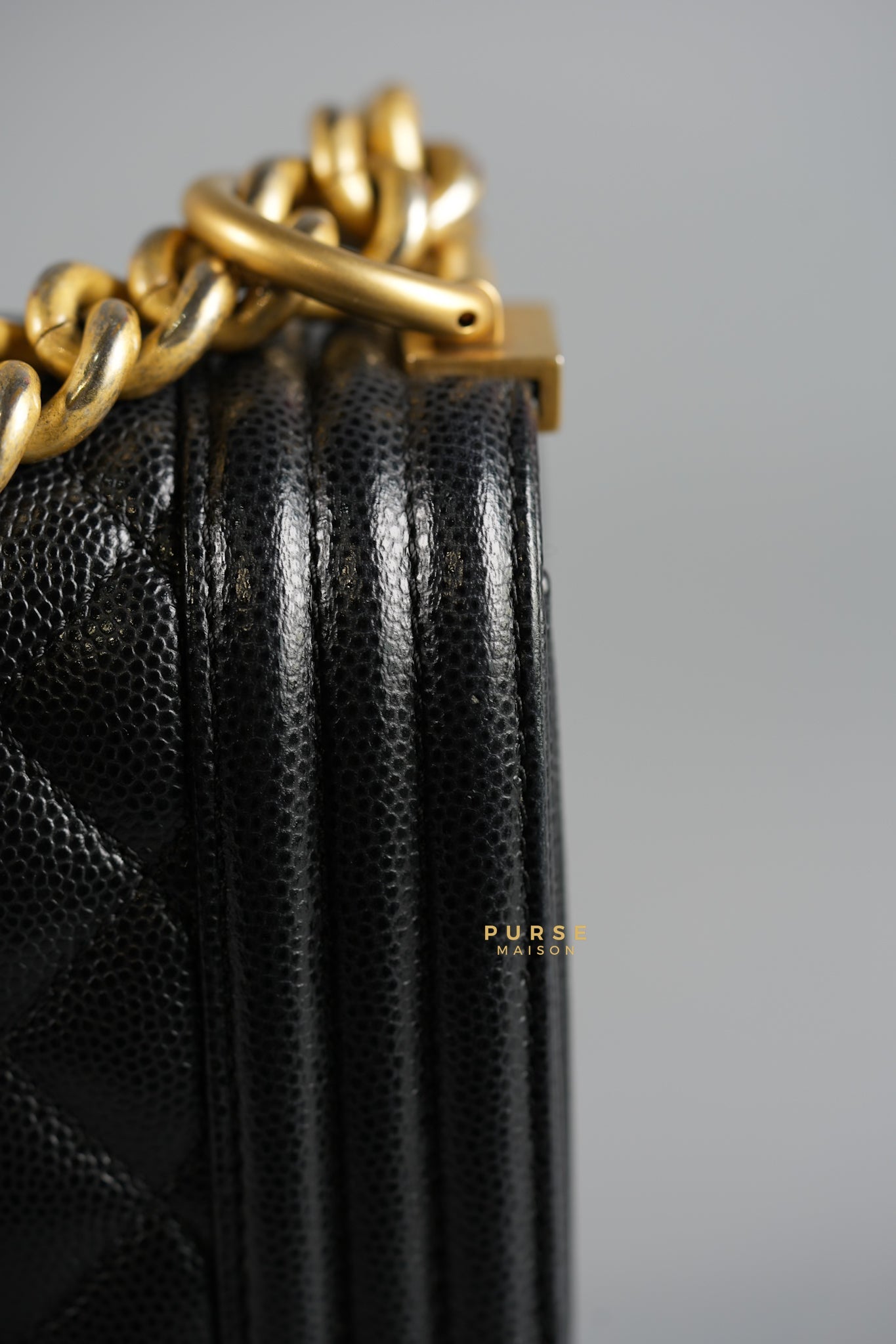 Boy Small Black Caviar in Aged Gold Hardware Series 25 | Purse Maison Luxury Bags Shop