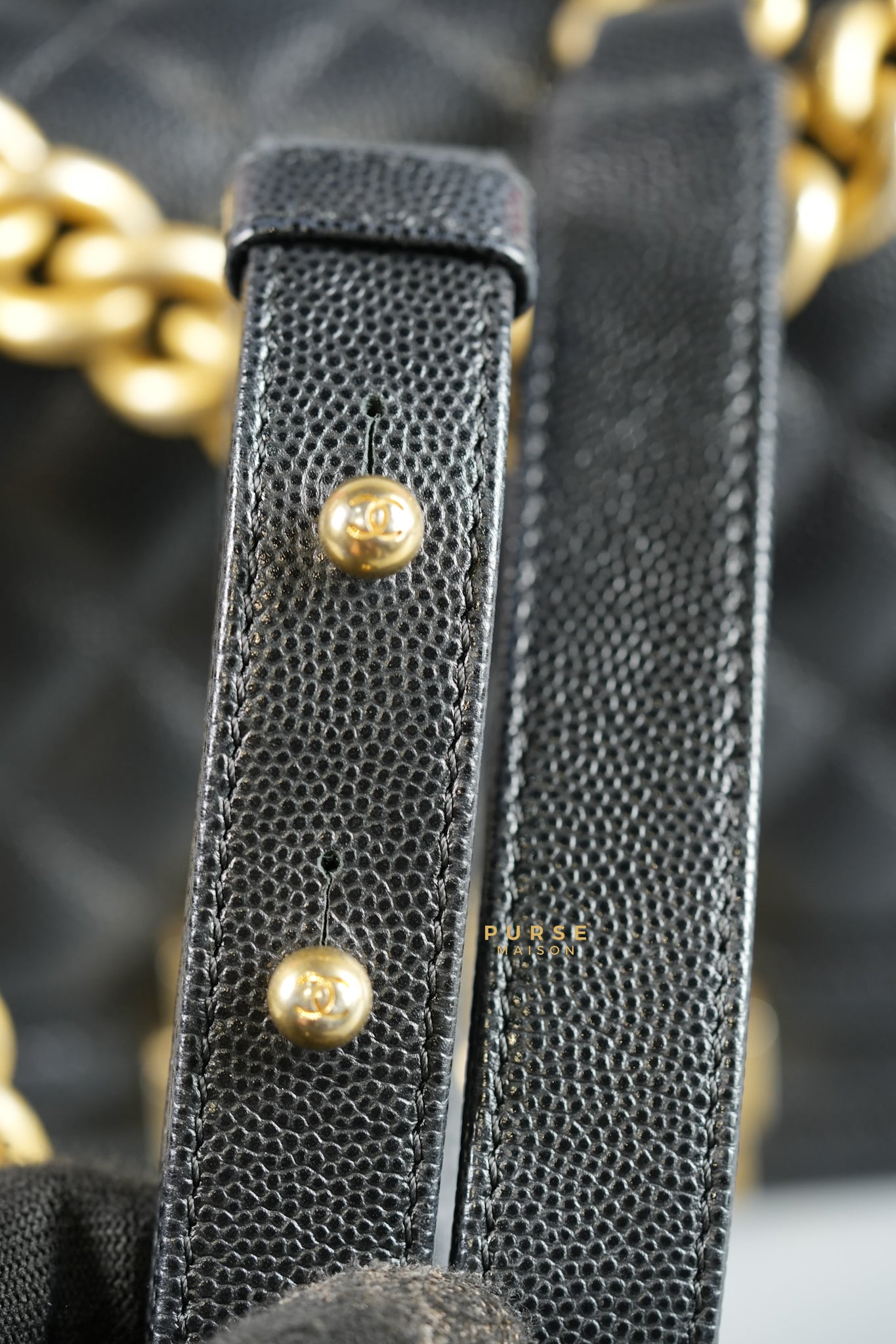 Boy Small Black Caviar in Aged Gold Hardware Series 25 | Purse Maison Luxury Bags Shop