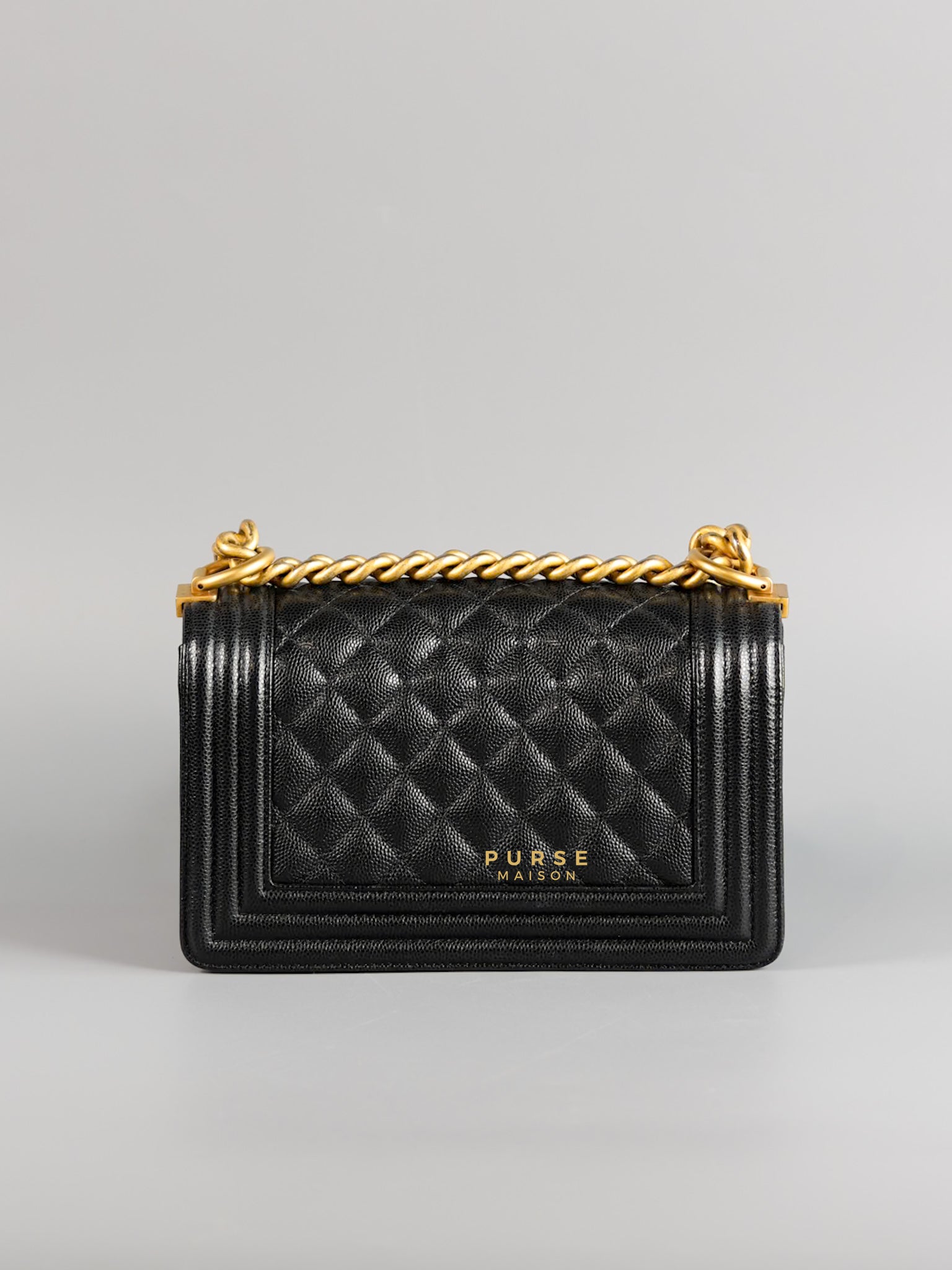 Boy Small Black Caviar in Aged Gold Hardware Series 25 | Purse Maison Luxury Bags Shop