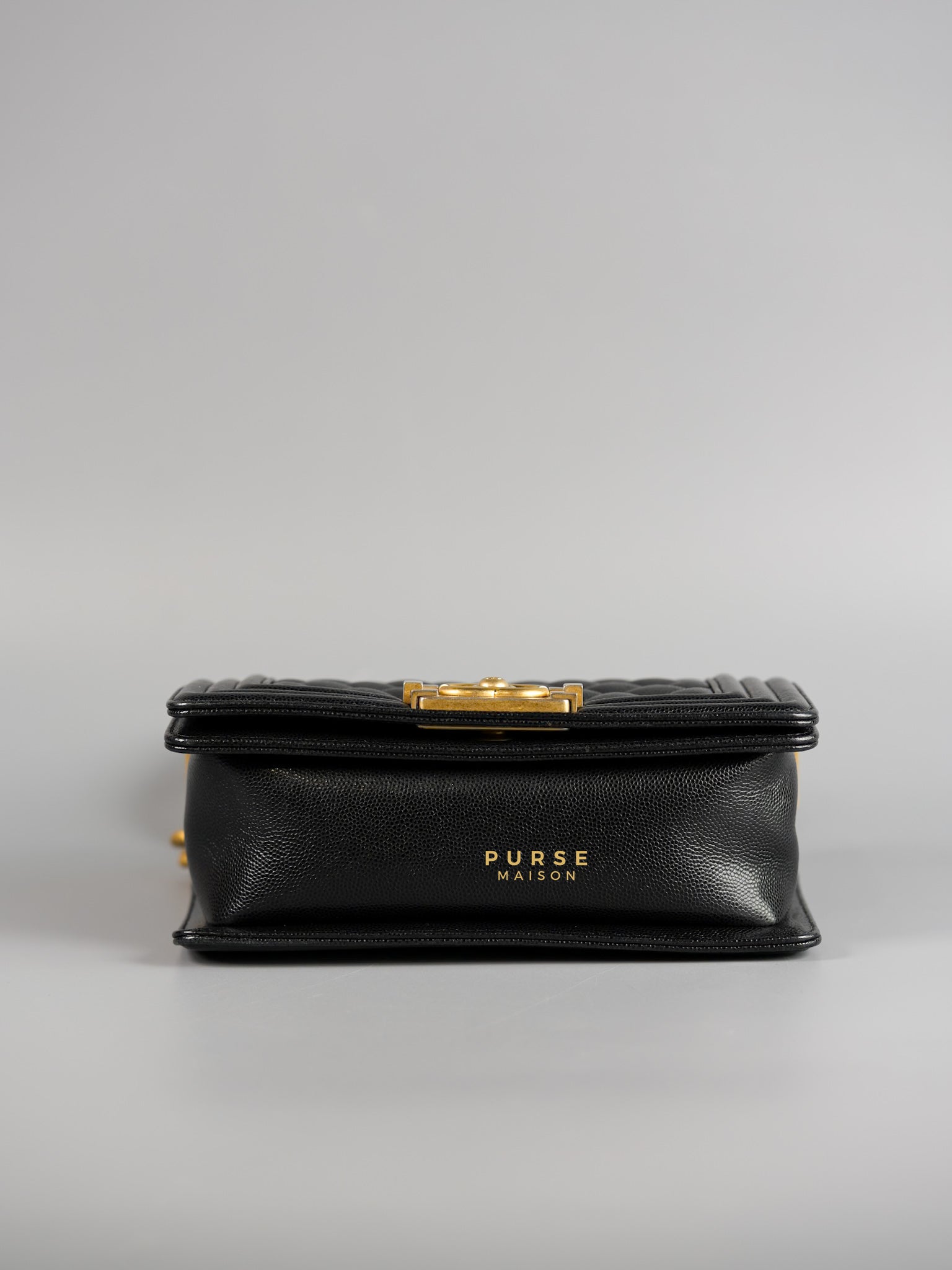 Boy Small Black Caviar in Aged Gold Hardware Series 25 | Purse Maison Luxury Bags Shop