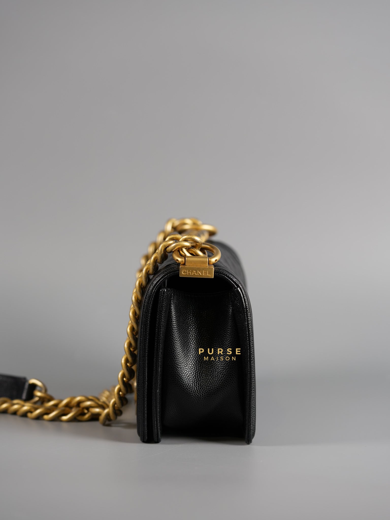 Boy Small Black Caviar in Aged Gold Hardware Series 25 | Purse Maison Luxury Bags Shop