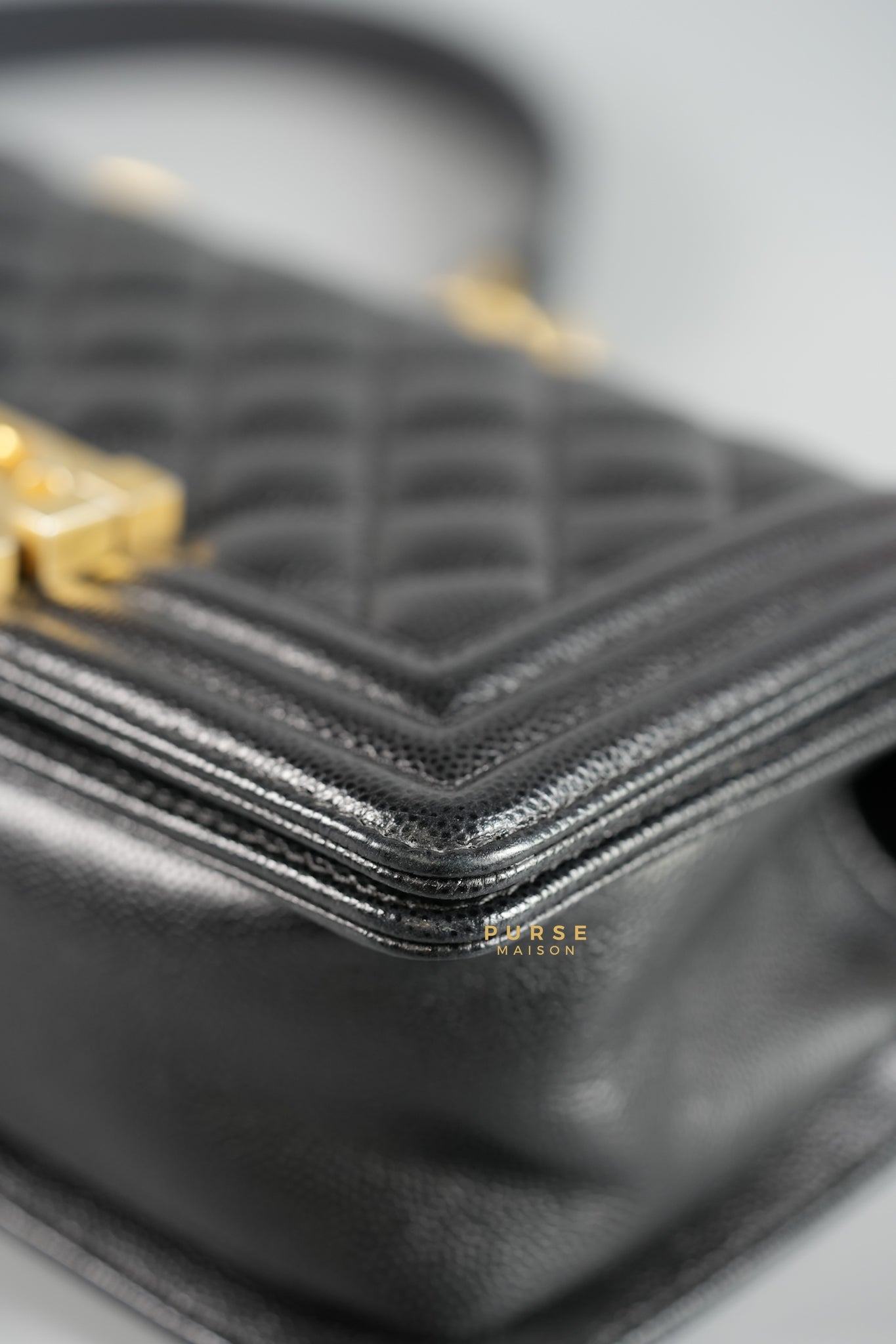 Boy Small Black Caviar in Aged Gold Hardware Series 25 | Purse Maison Luxury Bags Shop