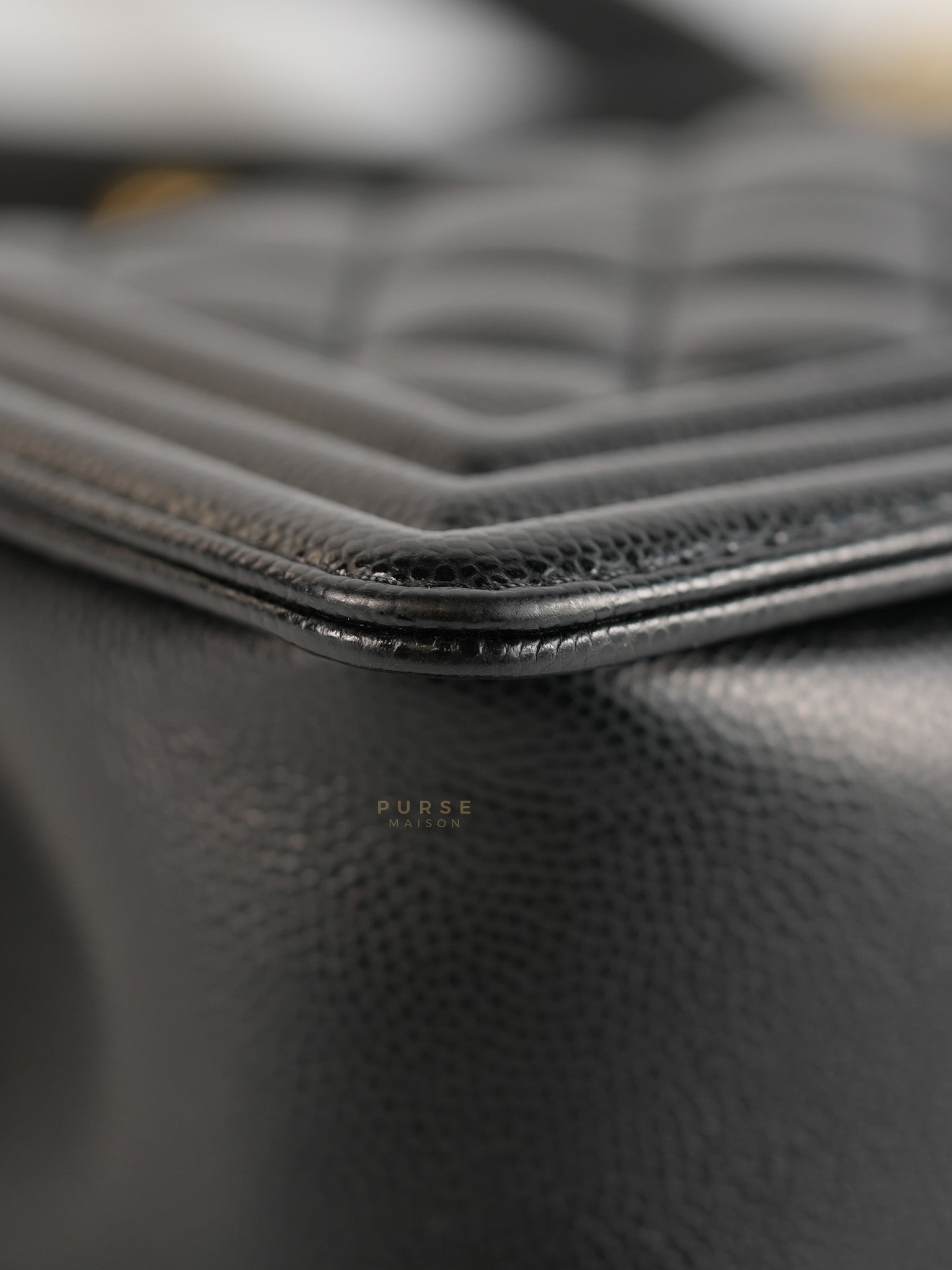Boy Small Black Caviar Leather and Aged Gold Hardware(Microchip) | Purse Maison Luxury Bags Shop