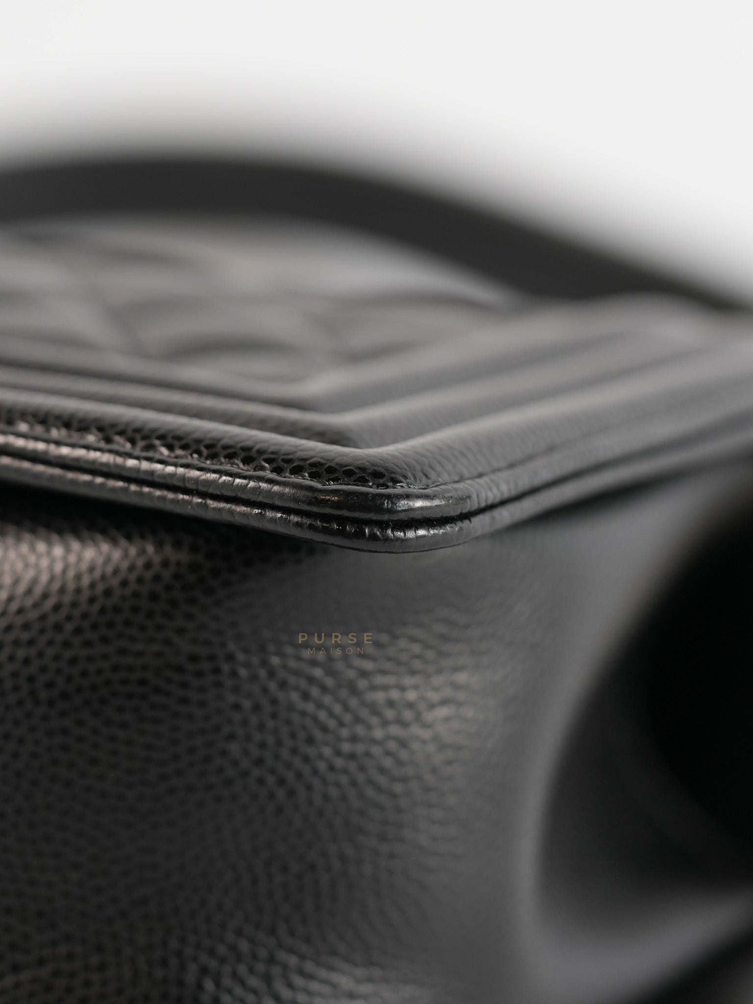 Boy Small Black Caviar Leather and Aged Gold Hardware(Microchip) | Purse Maison Luxury Bags Shop