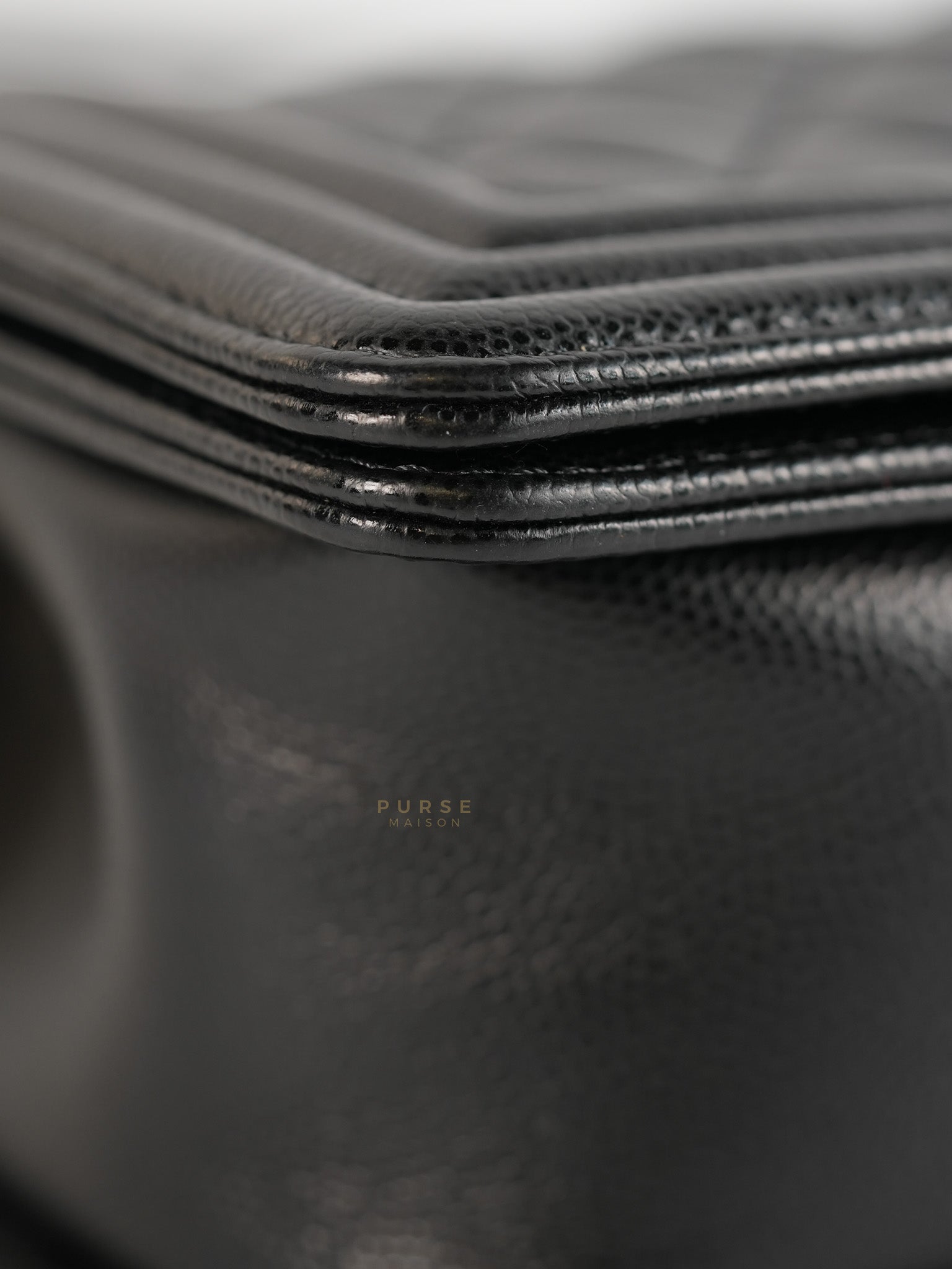 Boy Small Black Caviar Leather and Aged Gold Hardware(Microchip) | Purse Maison Luxury Bags Shop