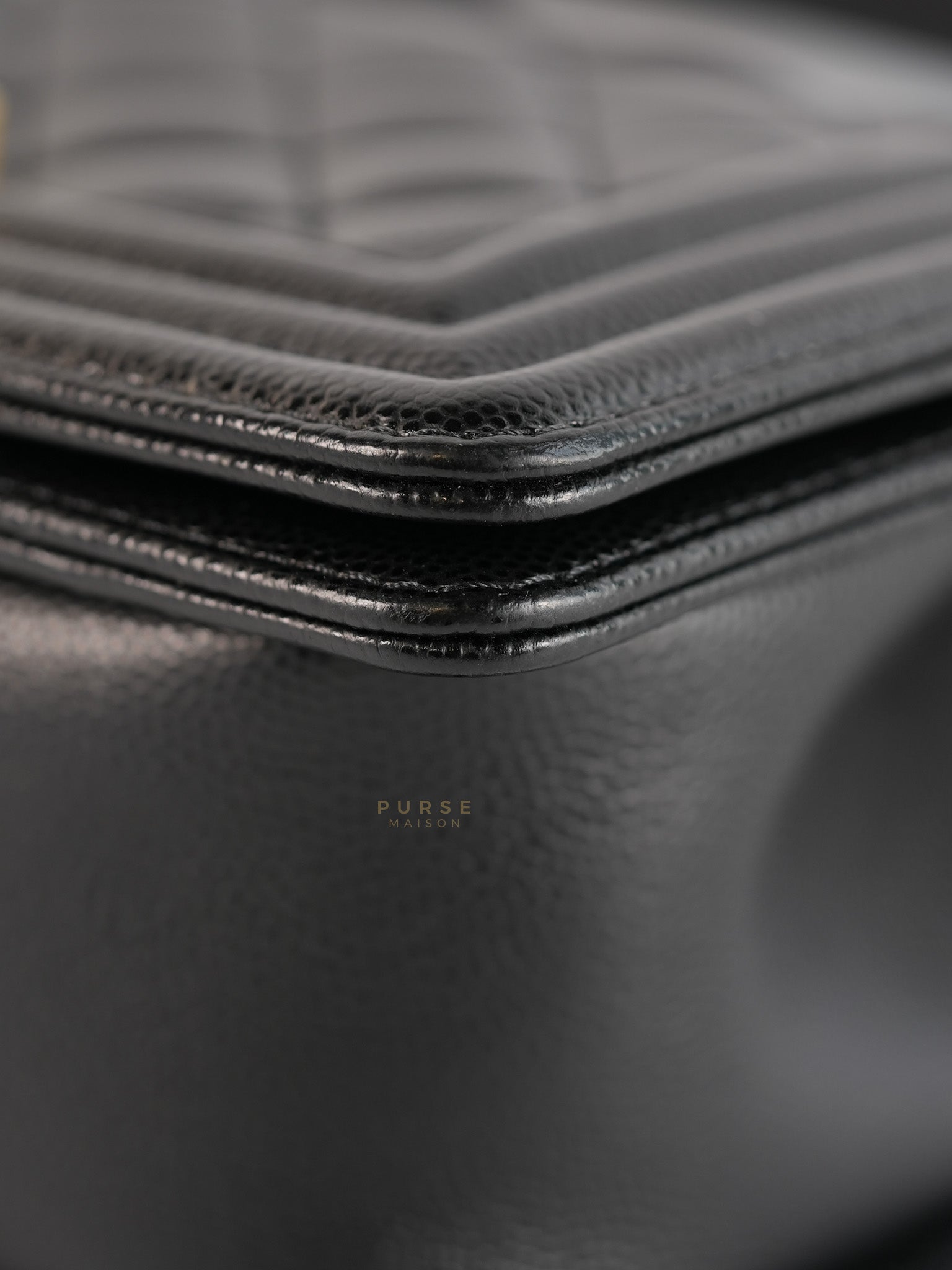 Boy Small Black Caviar Leather and Aged Gold Hardware(Microchip) | Purse Maison Luxury Bags Shop