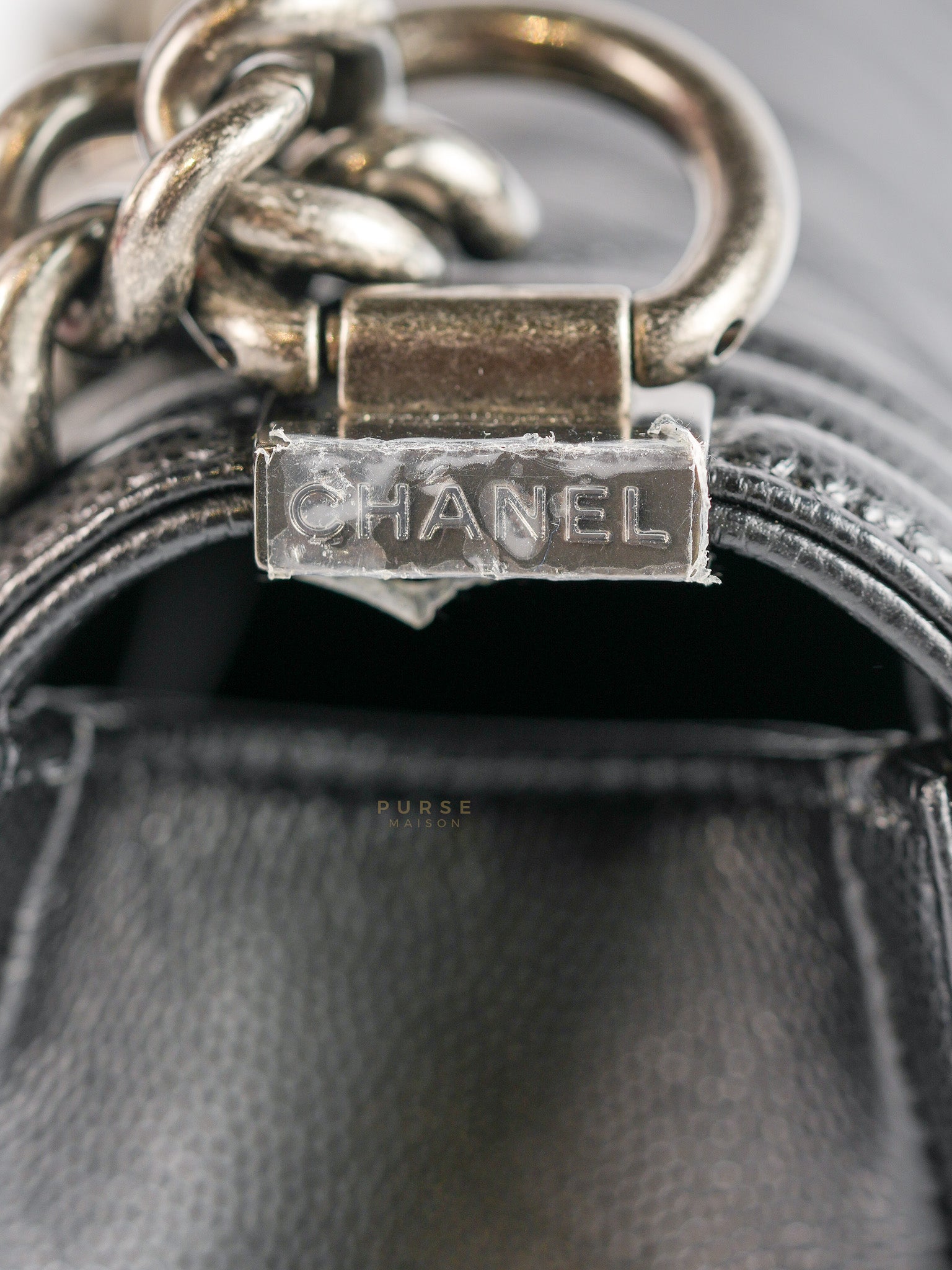 Boy Small Black Caviar Leather in Ruthenium Hardware (microchip) | Purse Maison Luxury Bags Shop