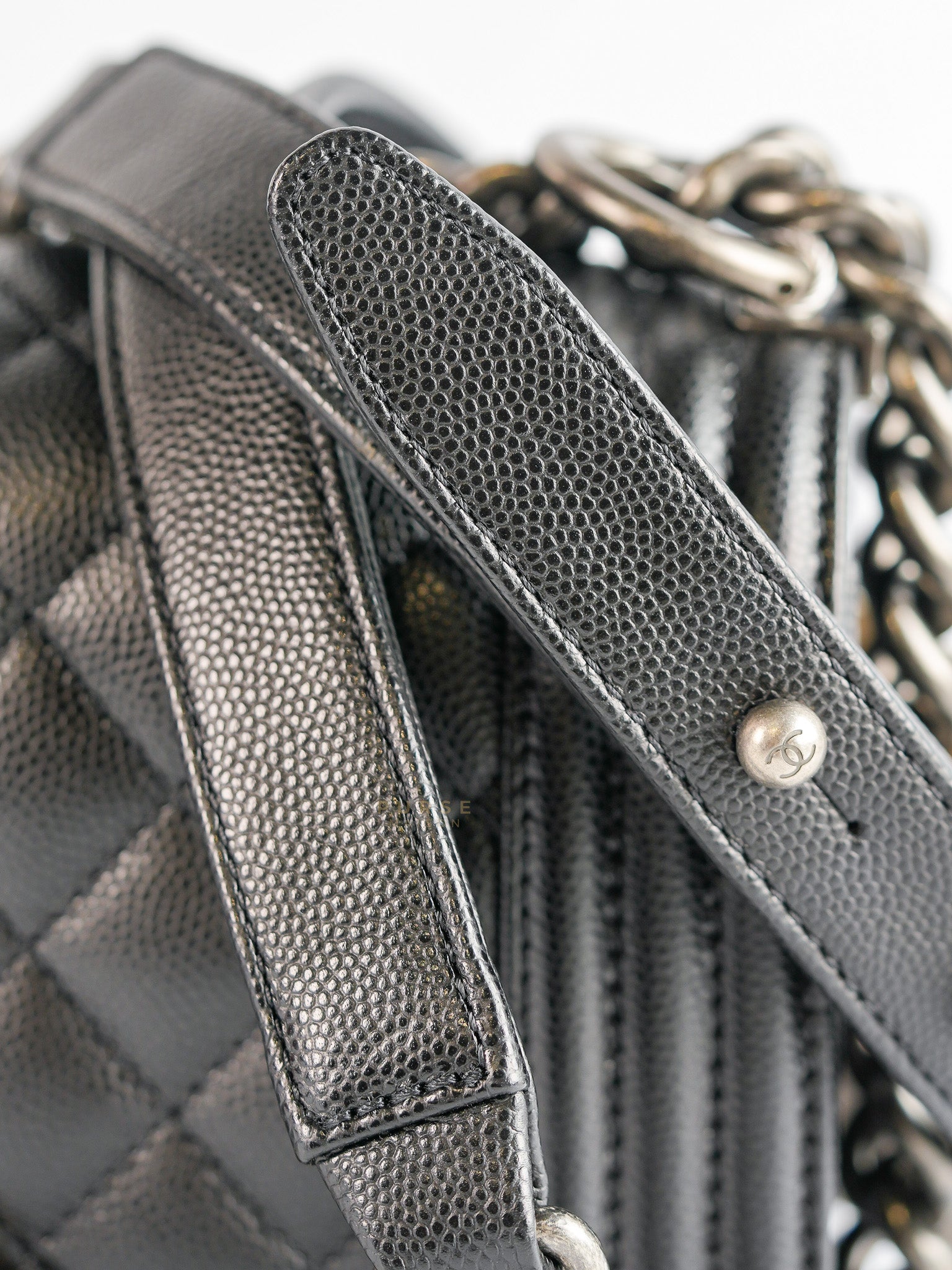 Boy Small Black Caviar Leather in Ruthenium Hardware (microchip) | Purse Maison Luxury Bags Shop