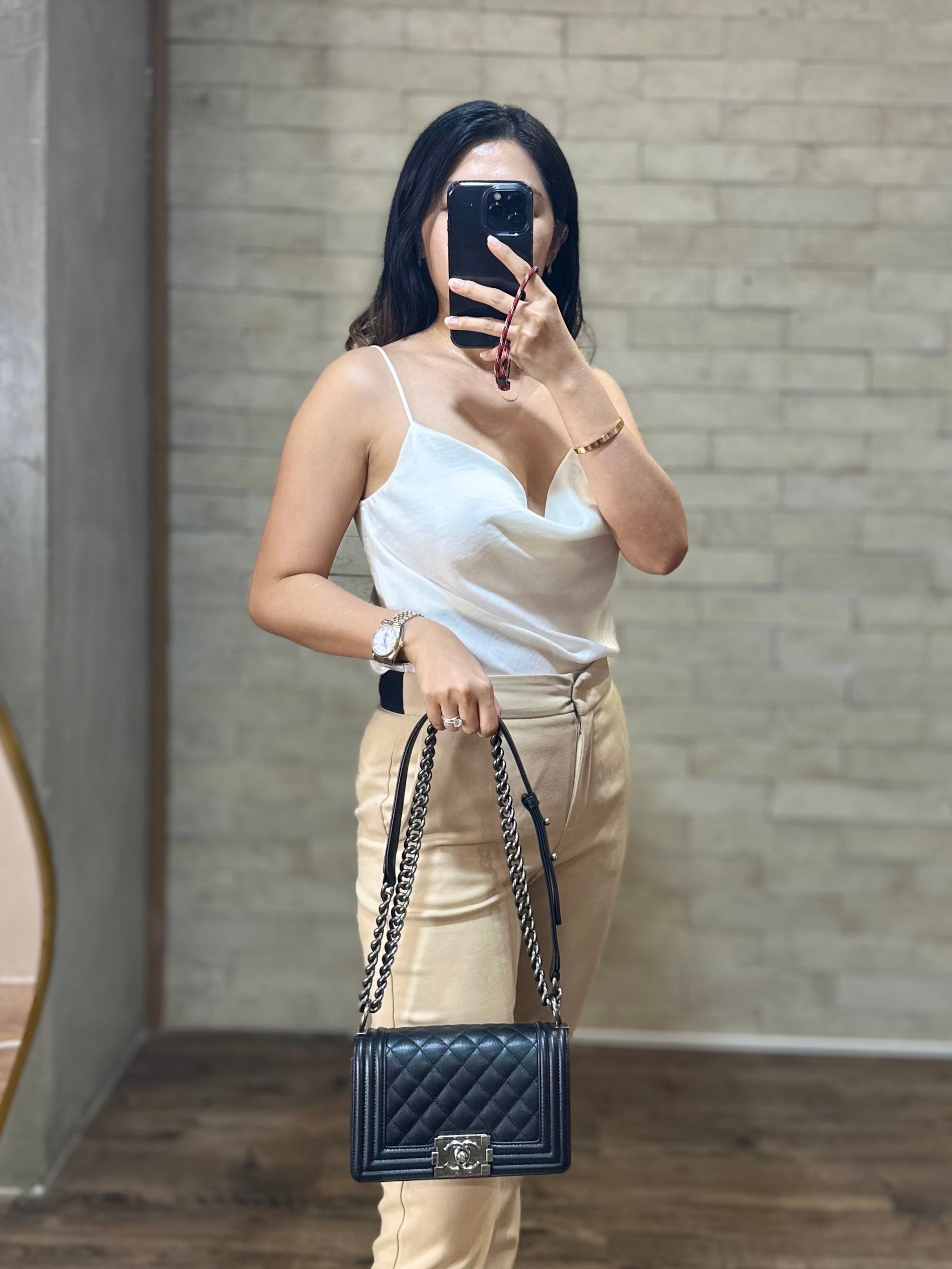 Boy Small Black Caviar Leather in Ruthenium Hardware (microchip) | Purse Maison Luxury Bags Shop