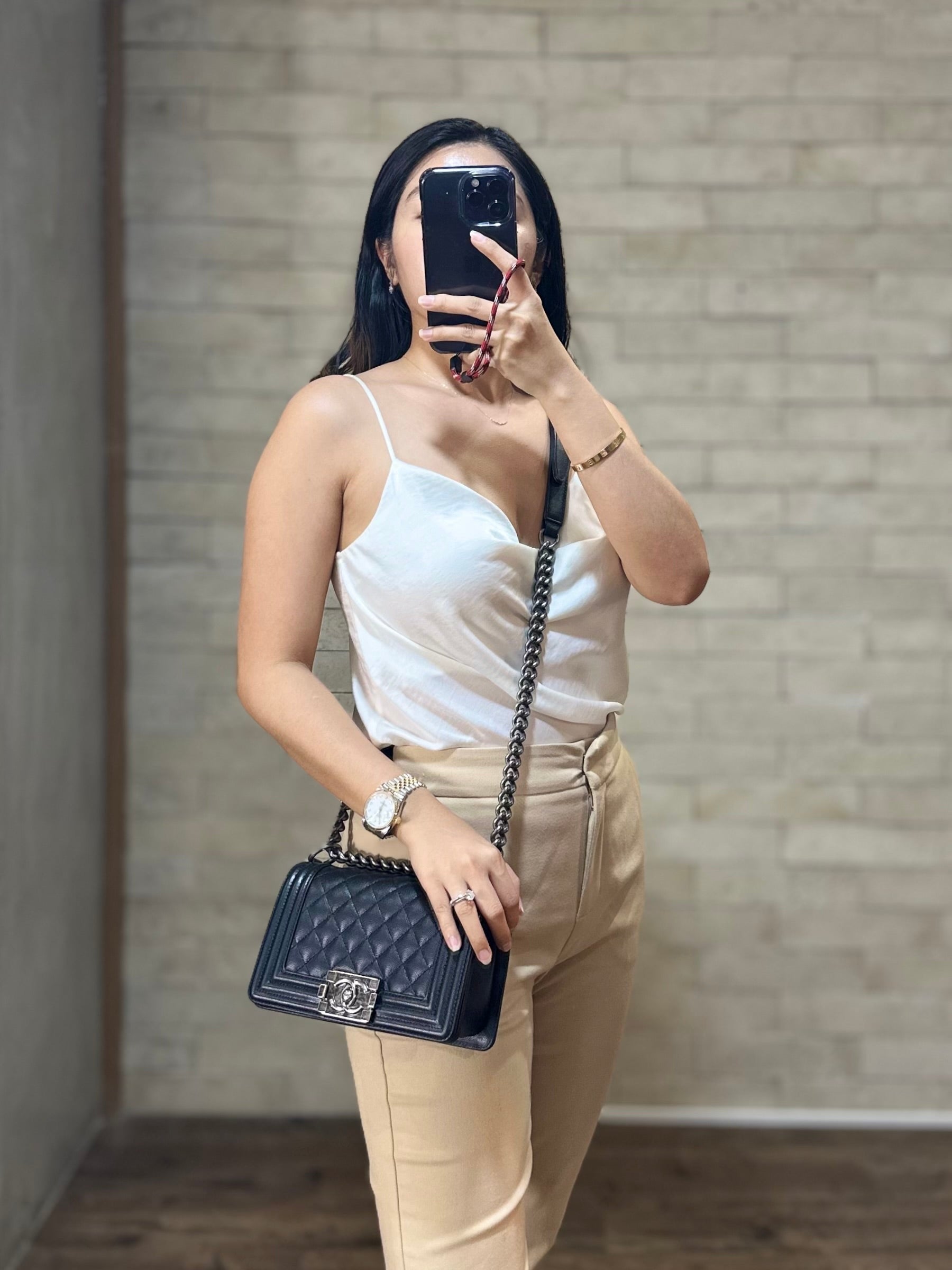 Boy Small Black Caviar Leather in Ruthenium Hardware (microchip) | Purse Maison Luxury Bags Shop