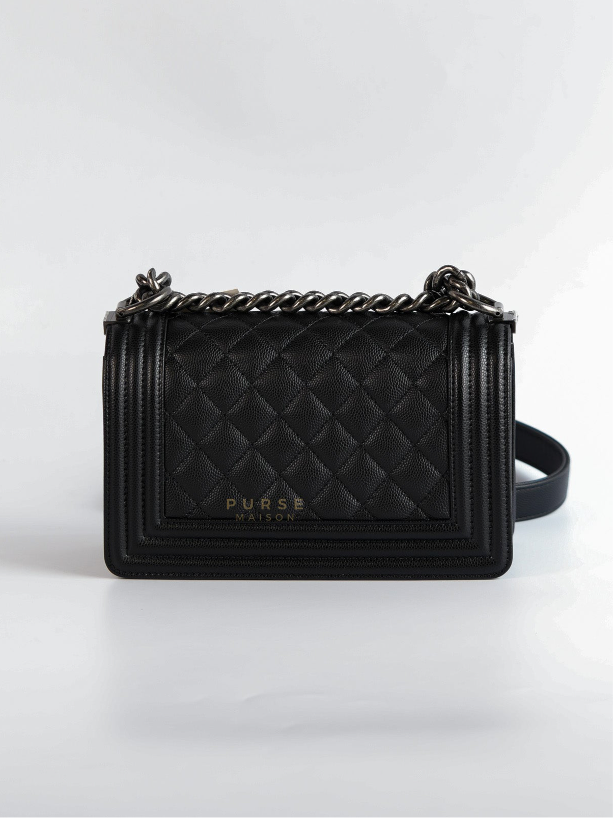 Boy Small Black Caviar Leather in Ruthenium Hardware (microchip) | Purse Maison Luxury Bags Shop