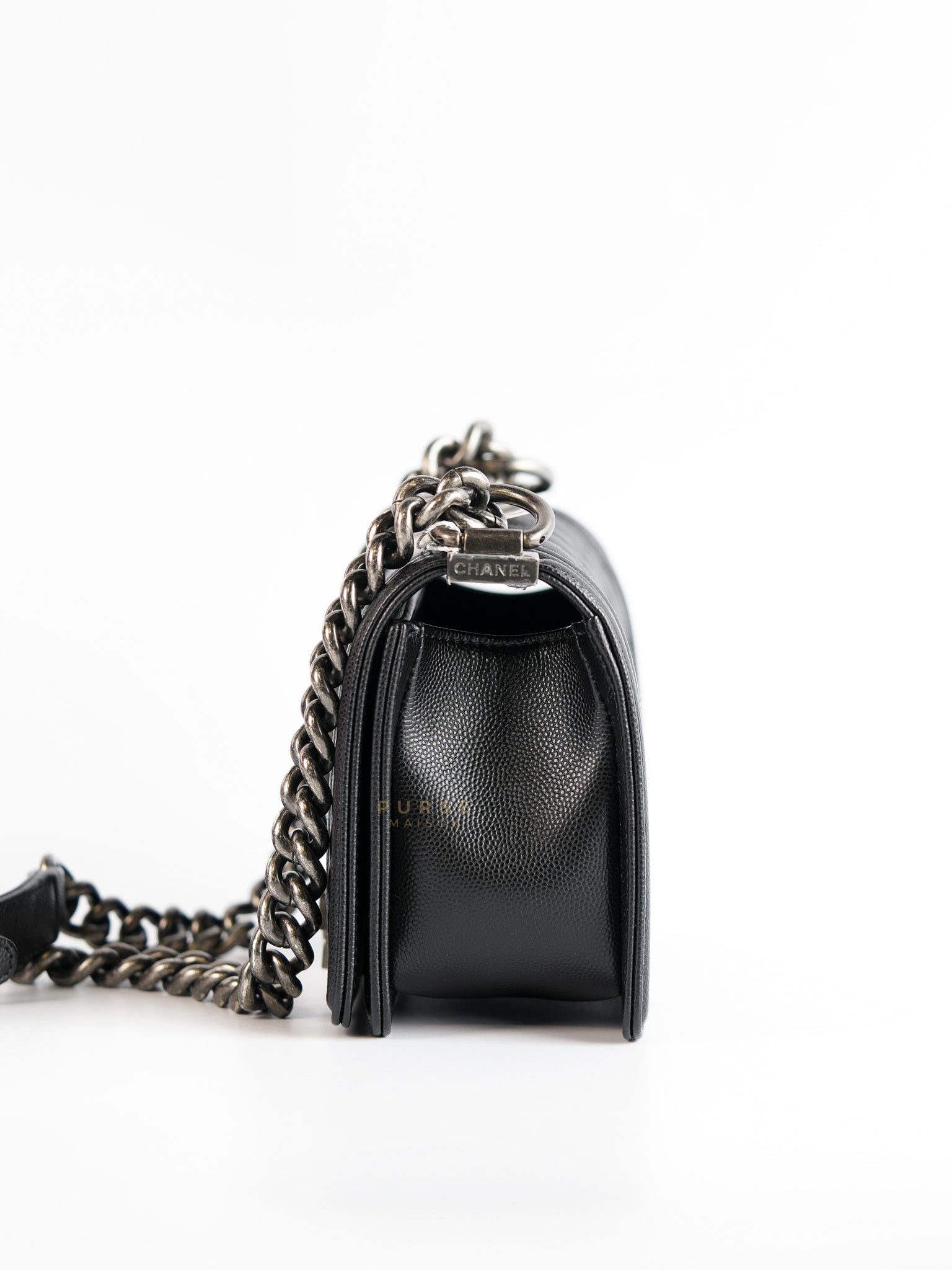Boy Small Black Caviar Leather in Ruthenium Hardware (microchip) | Purse Maison Luxury Bags Shop