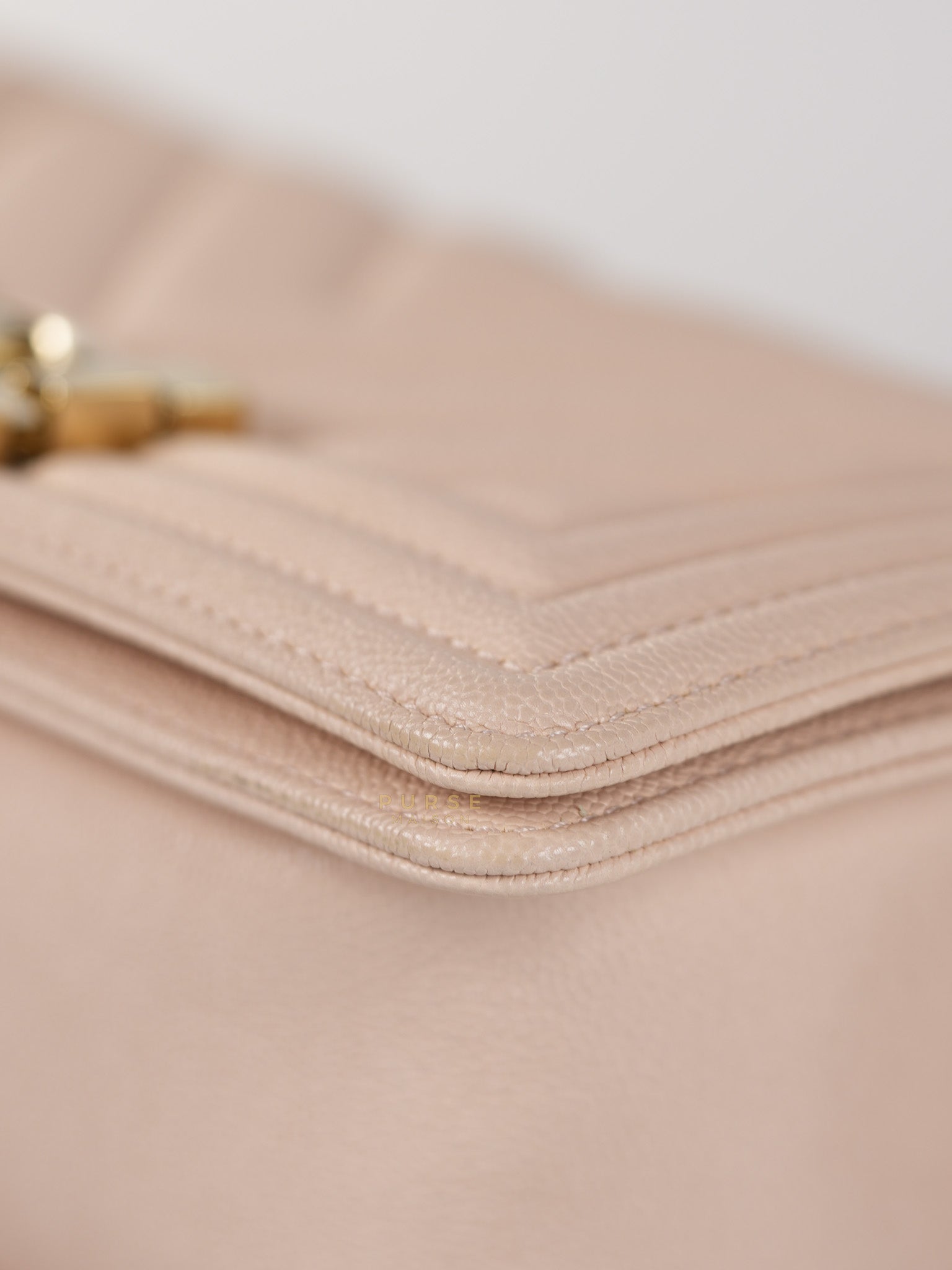 Boy Small Blush Pink Chevron Caviar Leather in Light Gold Hardware Series 30 | Purse Maison Luxury Bags Shop