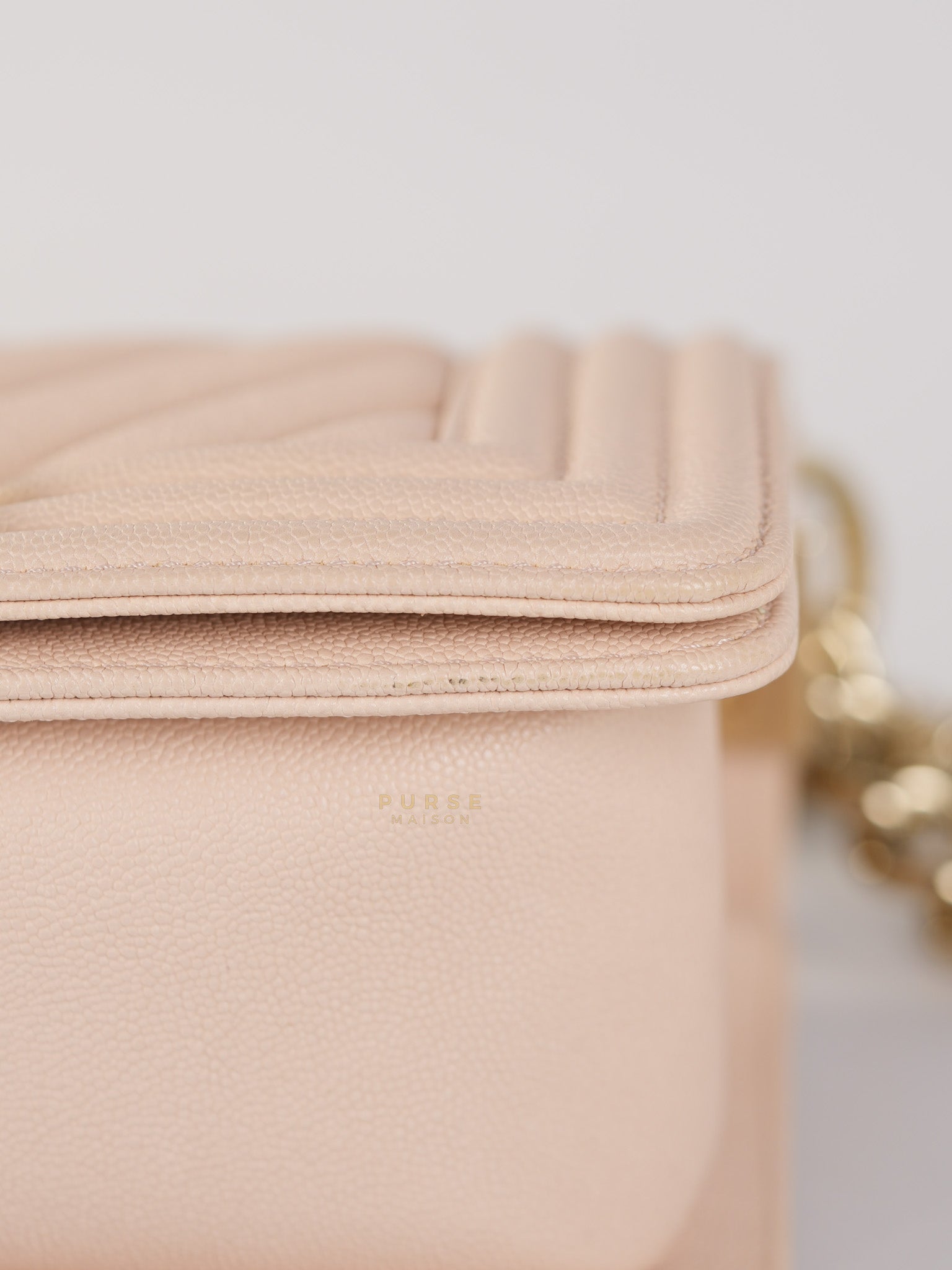 Boy Small Blush Pink Chevron Caviar Leather in Light Gold Hardware Series 30 | Purse Maison Luxury Bags Shop