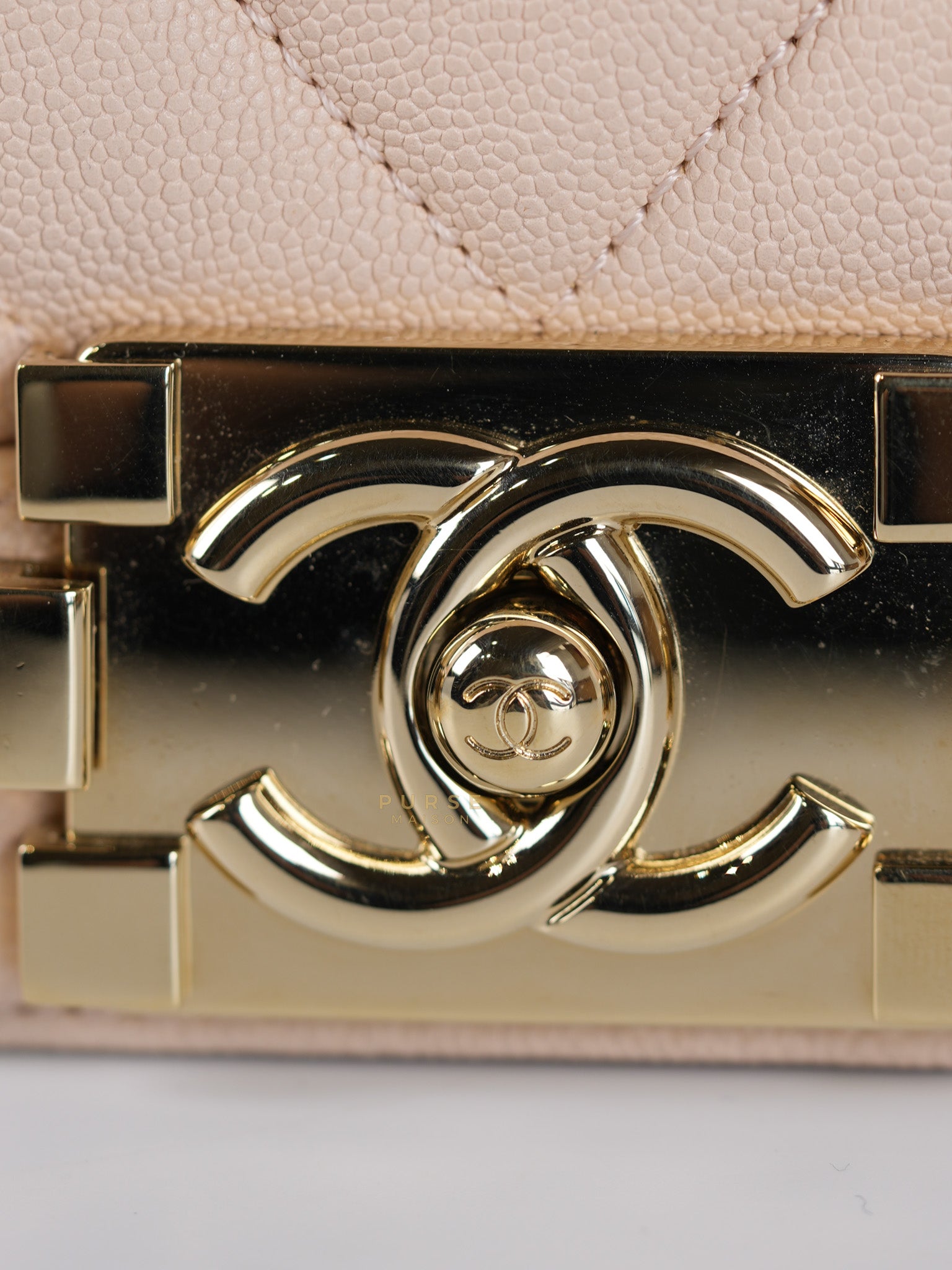 Boy Small Blush Pink Chevron Caviar Leather in Light Gold Hardware Series 30 | Purse Maison Luxury Bags Shop
