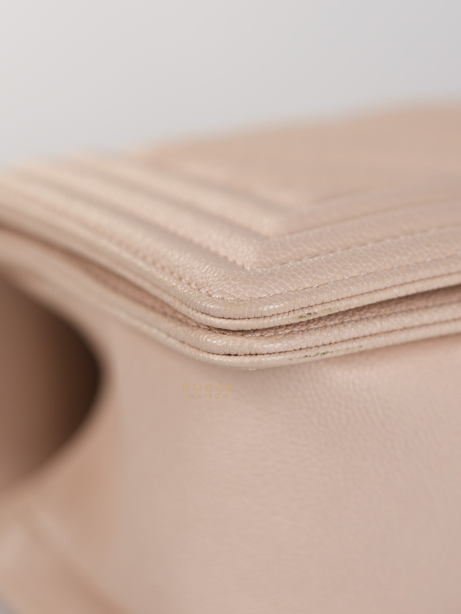Boy Small Blush Pink Chevron Caviar Leather in Light Gold Hardware Series 30 | Purse Maison Luxury Bags Shop