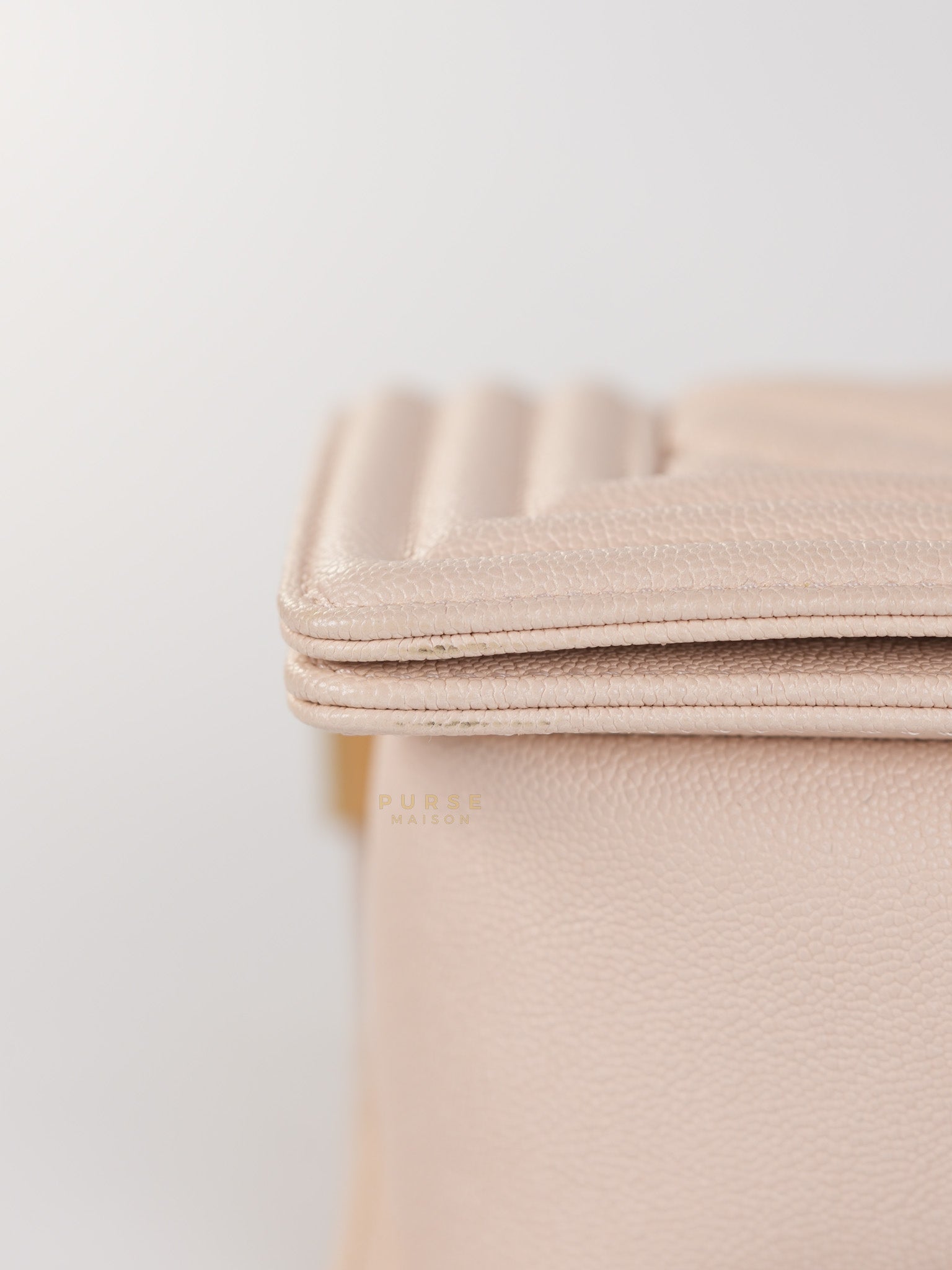 Boy Small Blush Pink Chevron Caviar Leather in Light Gold Hardware Series 30 | Purse Maison Luxury Bags Shop