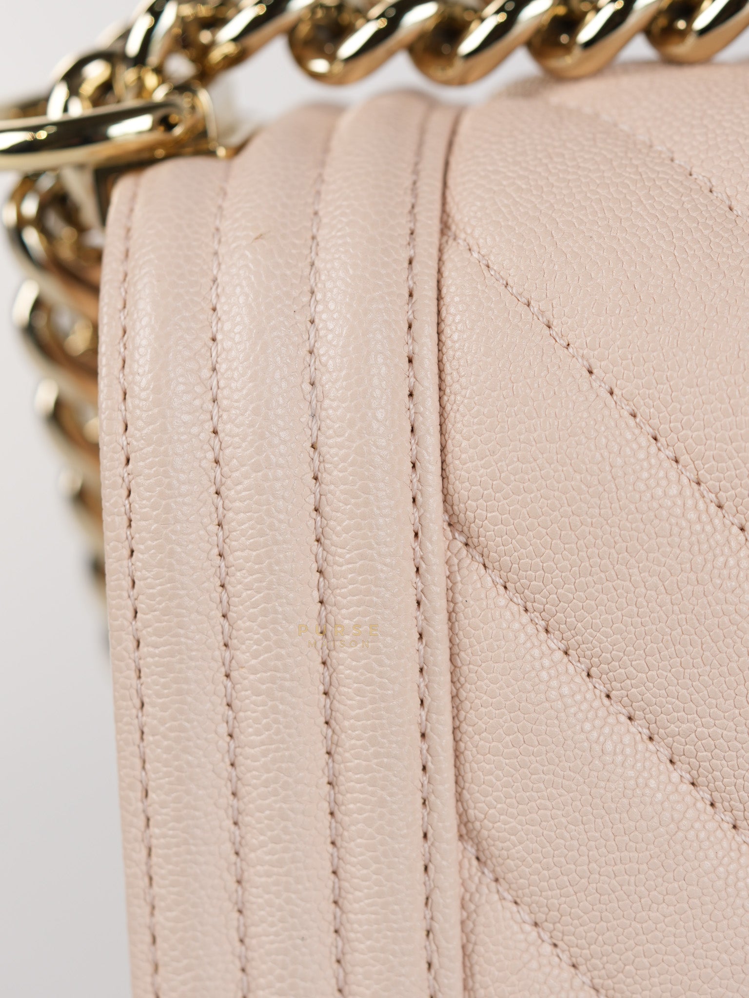 Boy Small Blush Pink Chevron Caviar Leather in Light Gold Hardware Series 30 | Purse Maison Luxury Bags Shop
