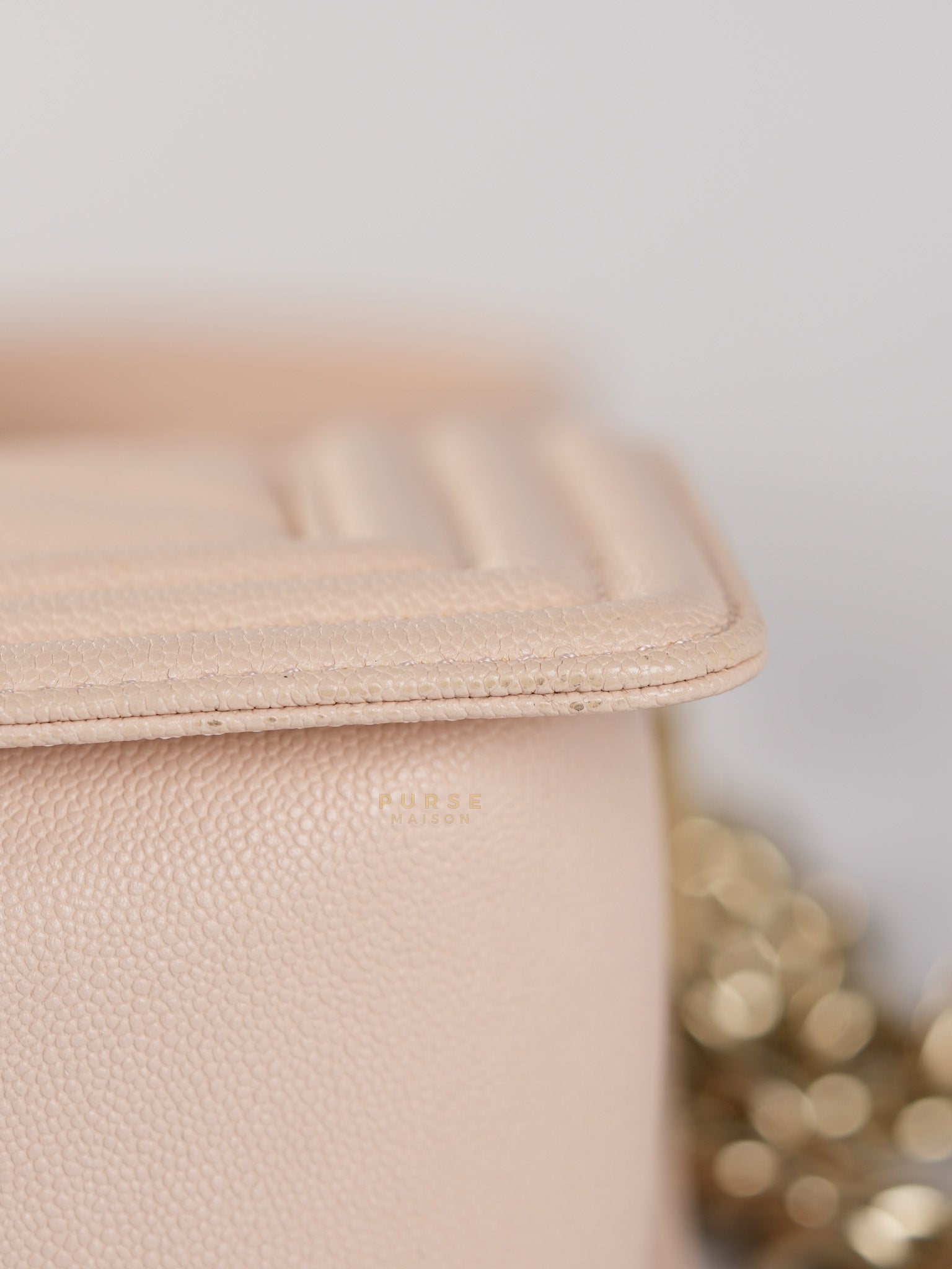 Boy Small Blush Pink Chevron Caviar Leather in Light Gold Hardware Series 30 | Purse Maison Luxury Bags Shop