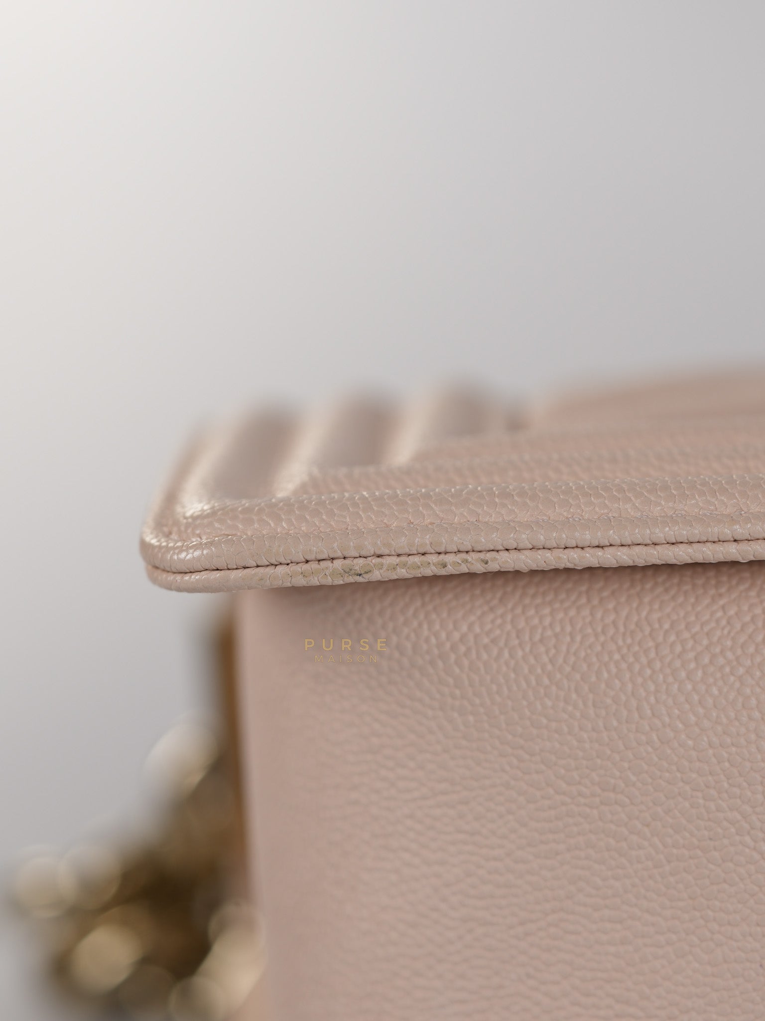 Boy Small Blush Pink Chevron Caviar Leather in Light Gold Hardware Series 30 | Purse Maison Luxury Bags Shop