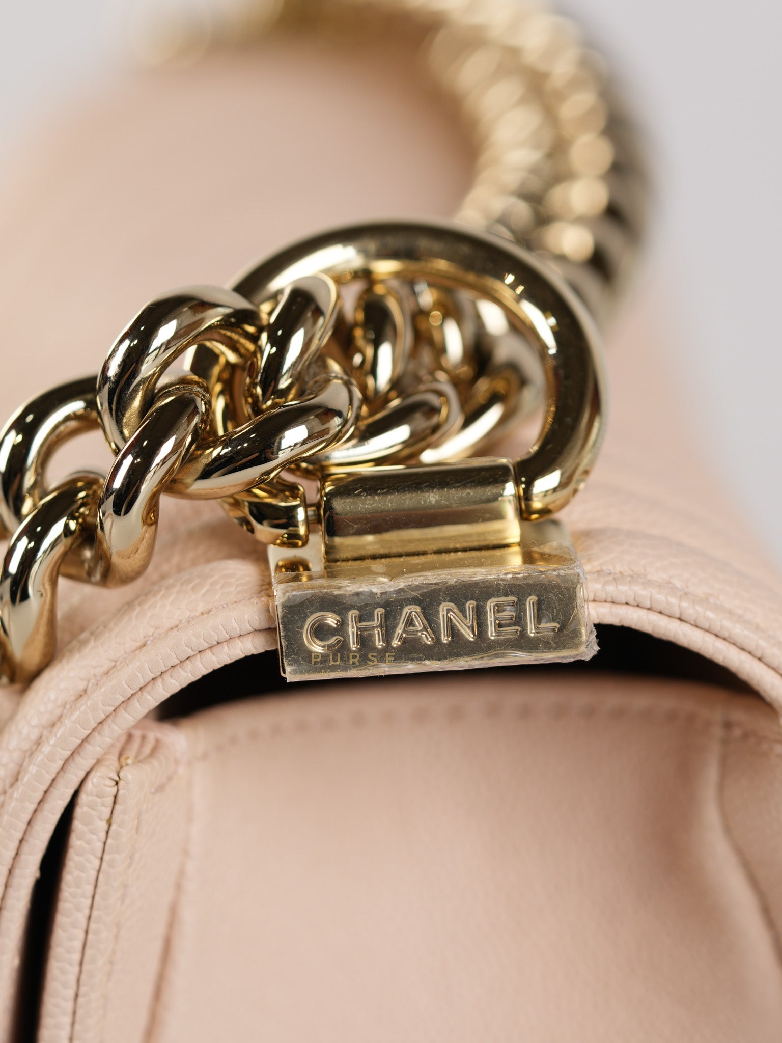 Boy Small Blush Pink Chevron Caviar Leather in Light Gold Hardware Series 30 | Purse Maison Luxury Bags Shop