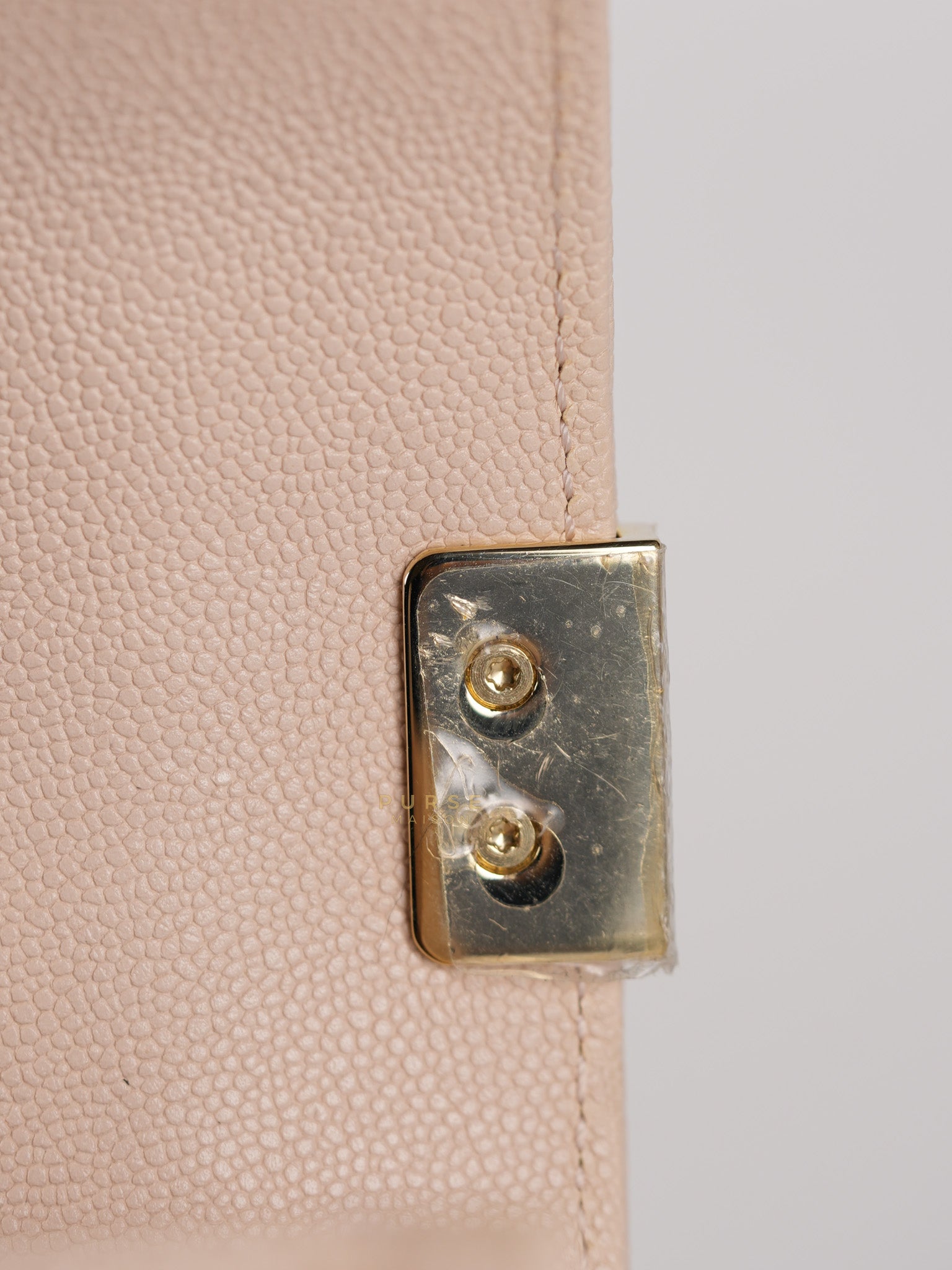 Boy Small Blush Pink Chevron Caviar Leather in Light Gold Hardware Series 30 | Purse Maison Luxury Bags Shop