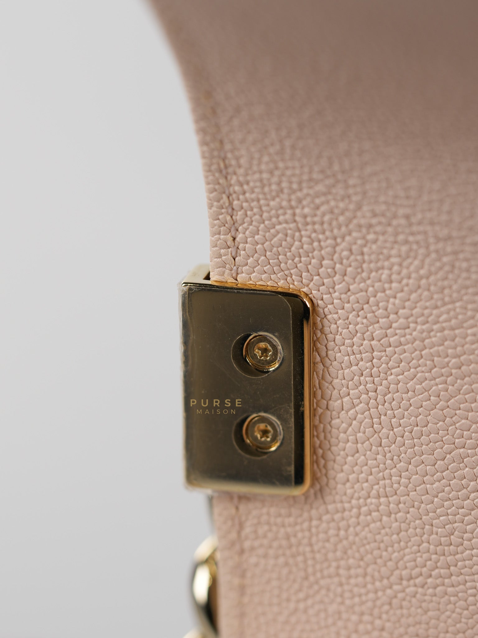 Boy Small Blush Pink Chevron Caviar Leather in Light Gold Hardware Series 30 | Purse Maison Luxury Bags Shop