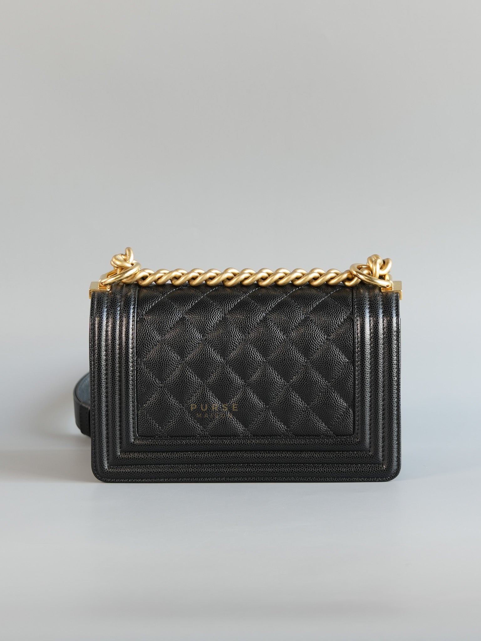 Boy Small Caviar Leather in Aged Gold Hardware (Microchip) | Purse Maison Luxury Bags Shop