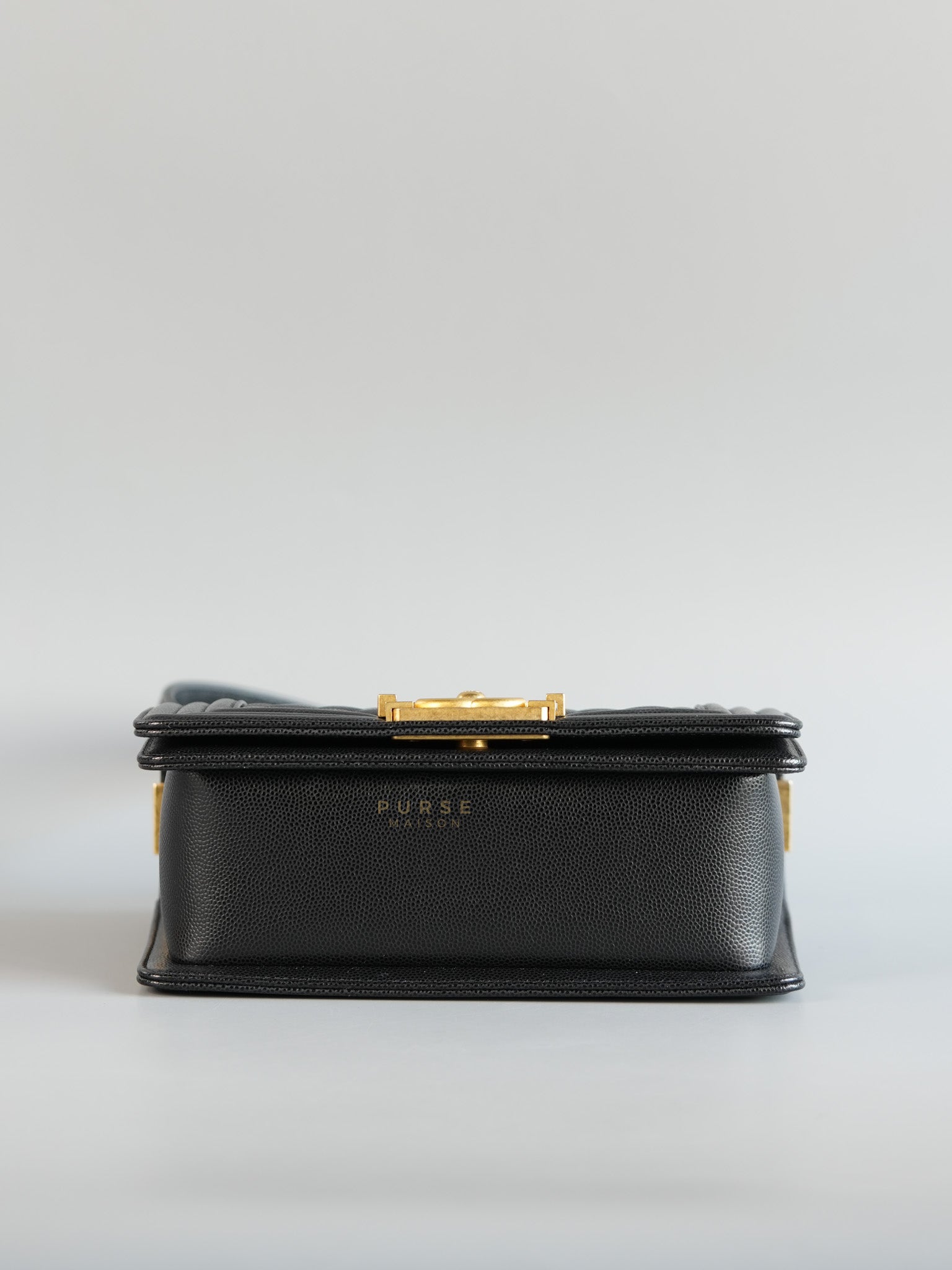 Boy Small Caviar Leather in Aged Gold Hardware (Microchip) | Purse Maison Luxury Bags Shop