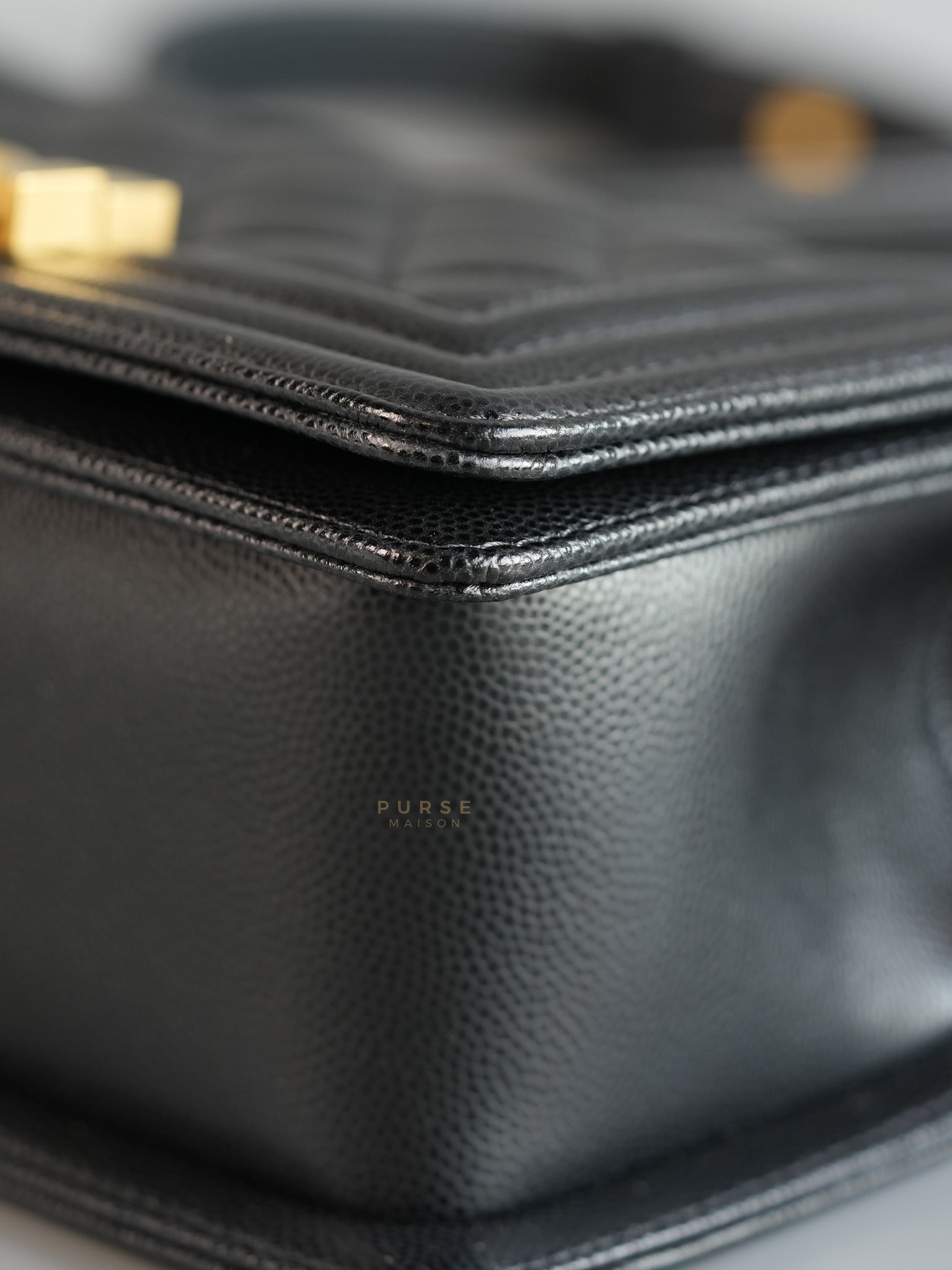 Boy Small Caviar Leather in Aged Gold Hardware (Microchip) | Purse Maison Luxury Bags Shop