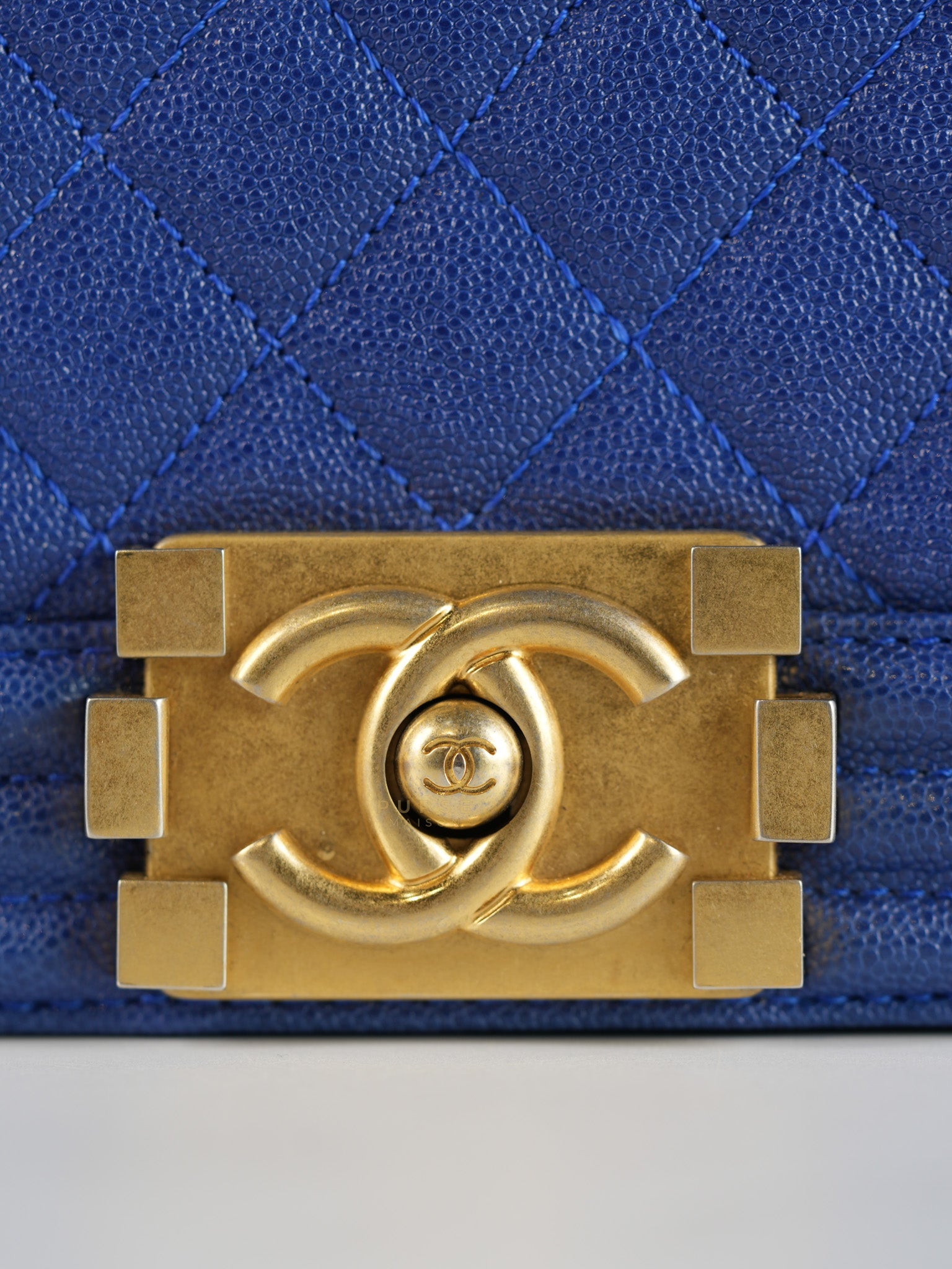 Boy Small Caviar Leather in Royal Blue Aged Gold Hardware(Series 28) | Purse Maison Luxury Bags Shop