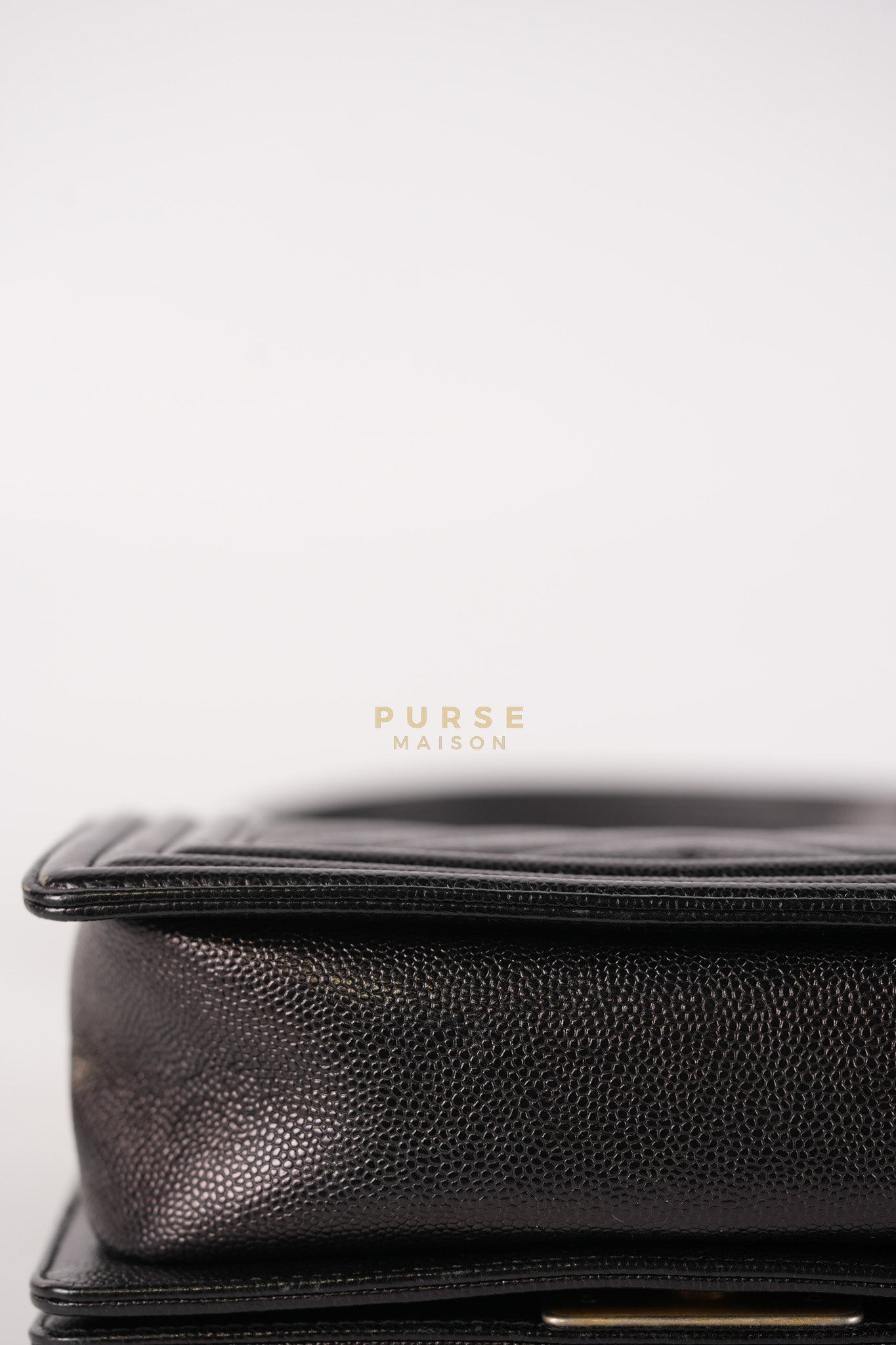 Boy Small Chevron in Black Caviar Leather and Aged Gold Hardware Series 24 | Purse Maison Luxury Bags Shop