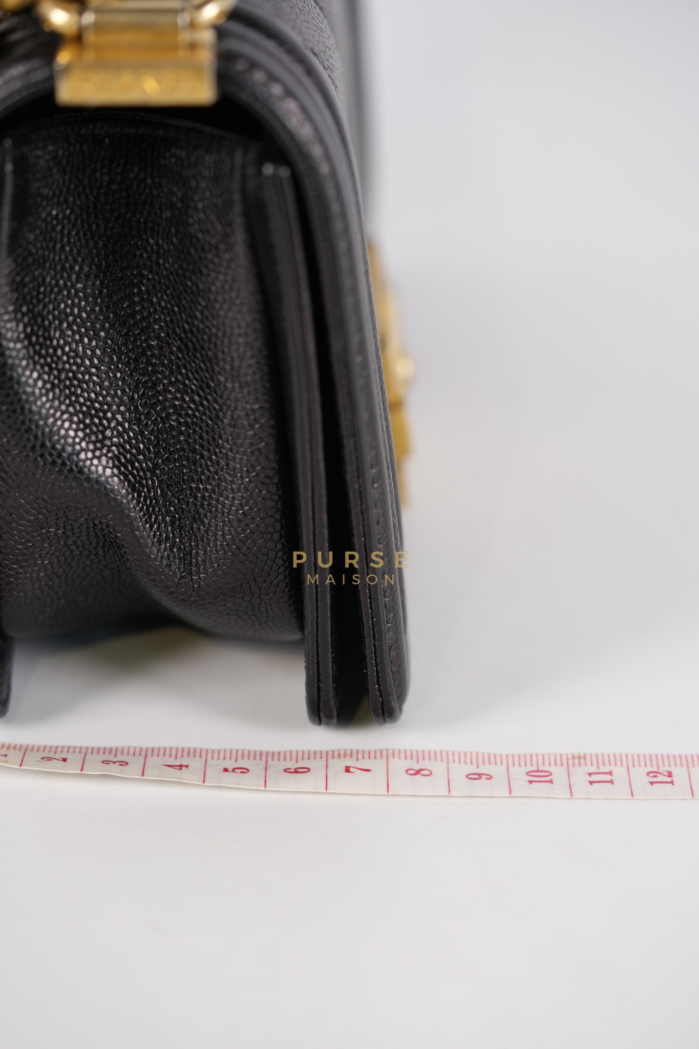 Boy Small Chevron in Black Caviar Leather and Aged Gold Hardware Series 24 | Purse Maison Luxury Bags Shop