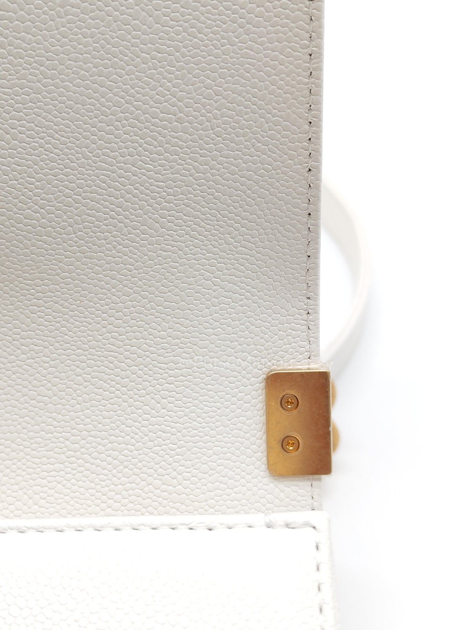 Le Boy Small Chevron White Caviar Leather in Aged Gold Hardware (Microchip) | Purse Maison Luxury Bags Shop