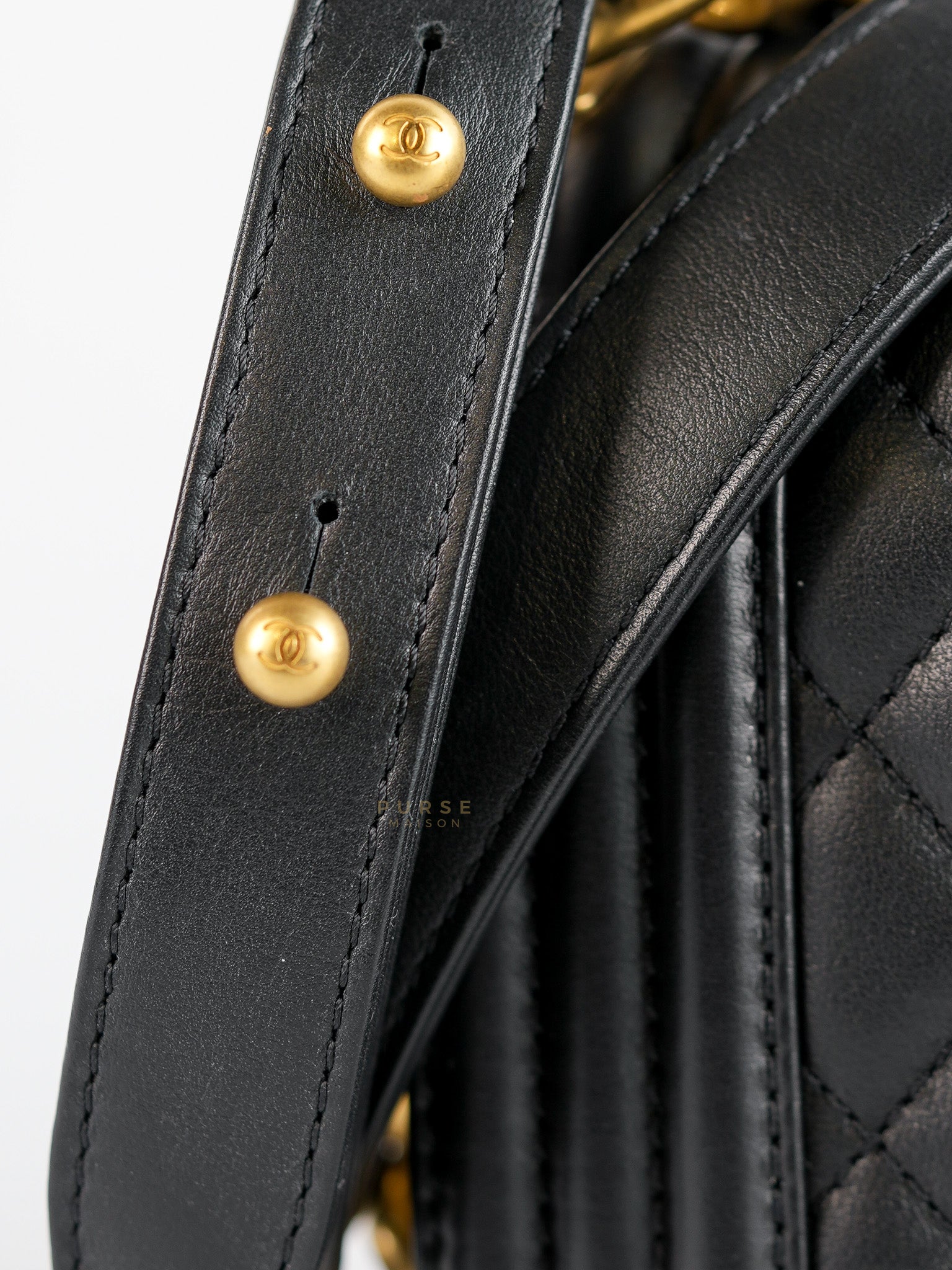 Boy Small Flap Bag Lambskin with Aged Gold Hardware (Microchip) | Purse Maison Luxury Bags Shop