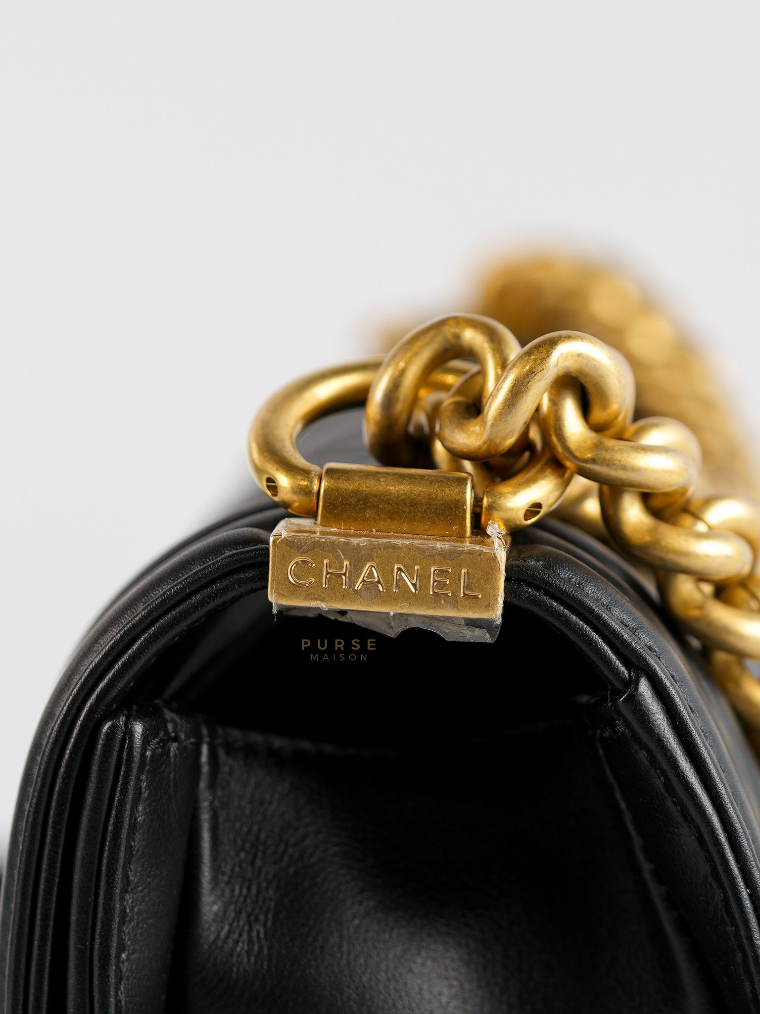 Boy Small Flap Bag Lambskin with Aged Gold Hardware (Microchip) | Purse Maison Luxury Bags Shop
