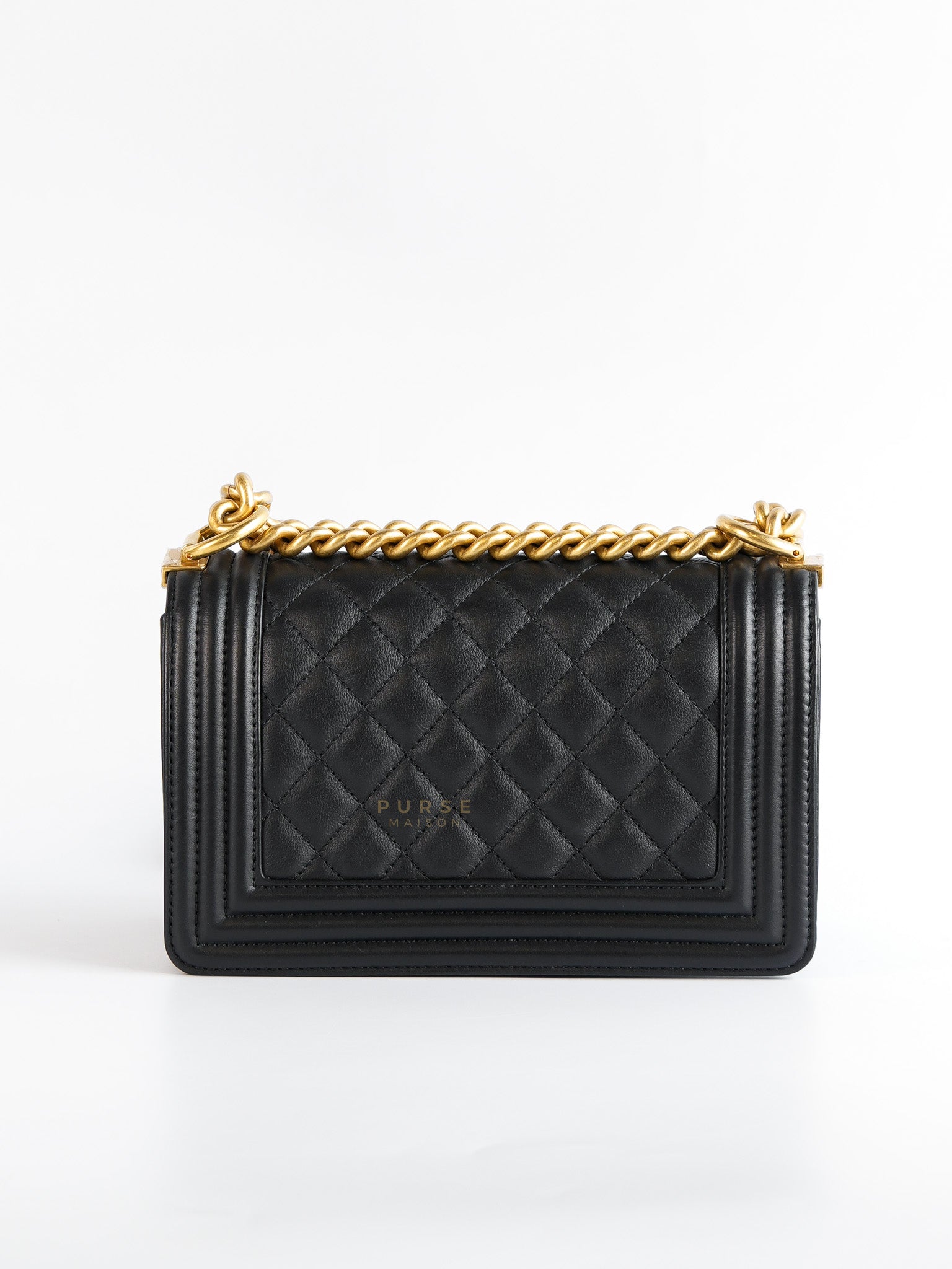 Boy Small Flap Bag Lambskin with Aged Gold Hardware (Microchip) | Purse Maison Luxury Bags Shop