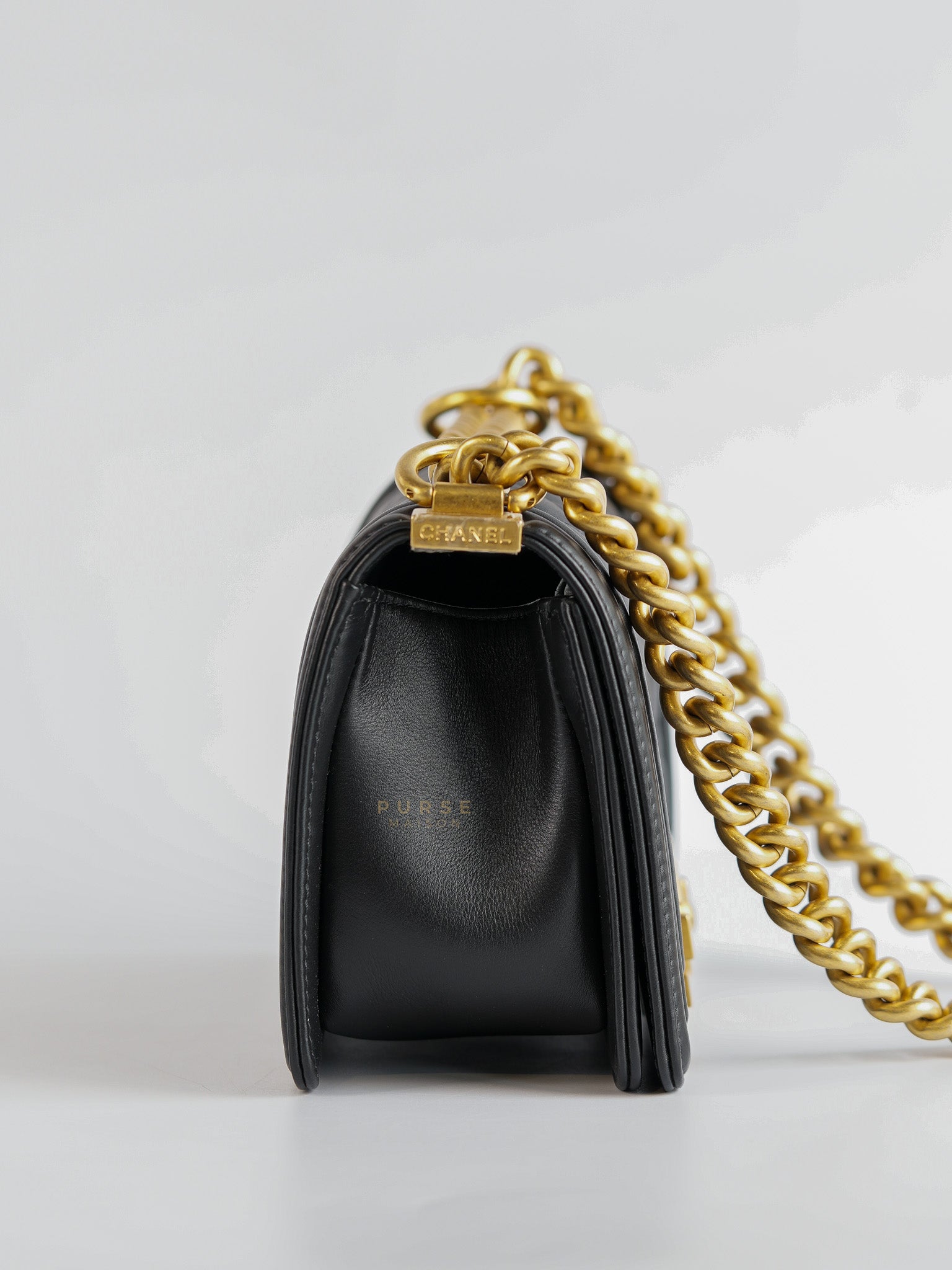 Boy Small Flap Bag Lambskin with Aged Gold Hardware (Microchip) | Purse Maison Luxury Bags Shop