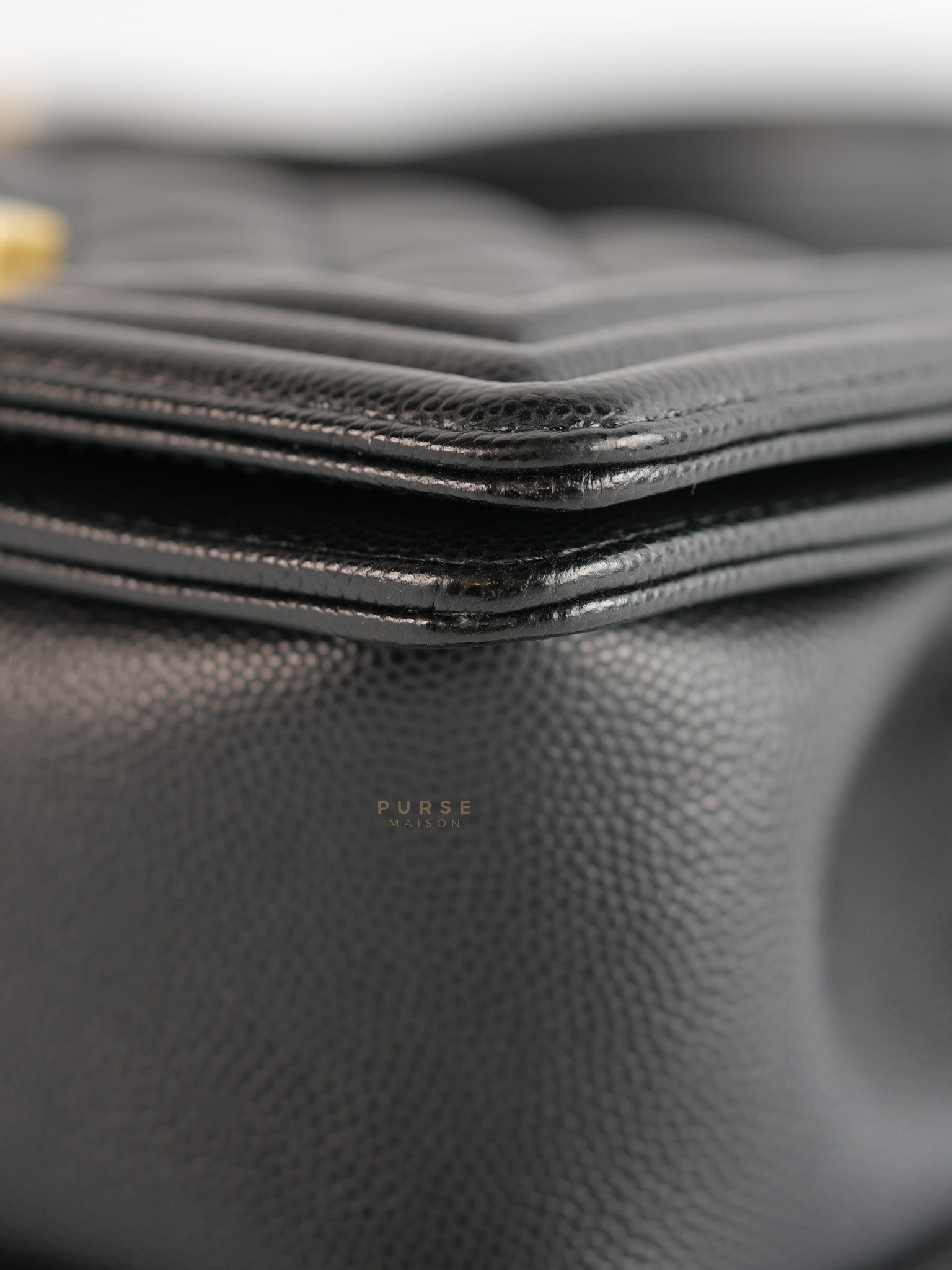 Boy Small in Black Caviar Leather and Aged Gold Hardware (Microchip) | Purse Maison Luxury Bags Shop