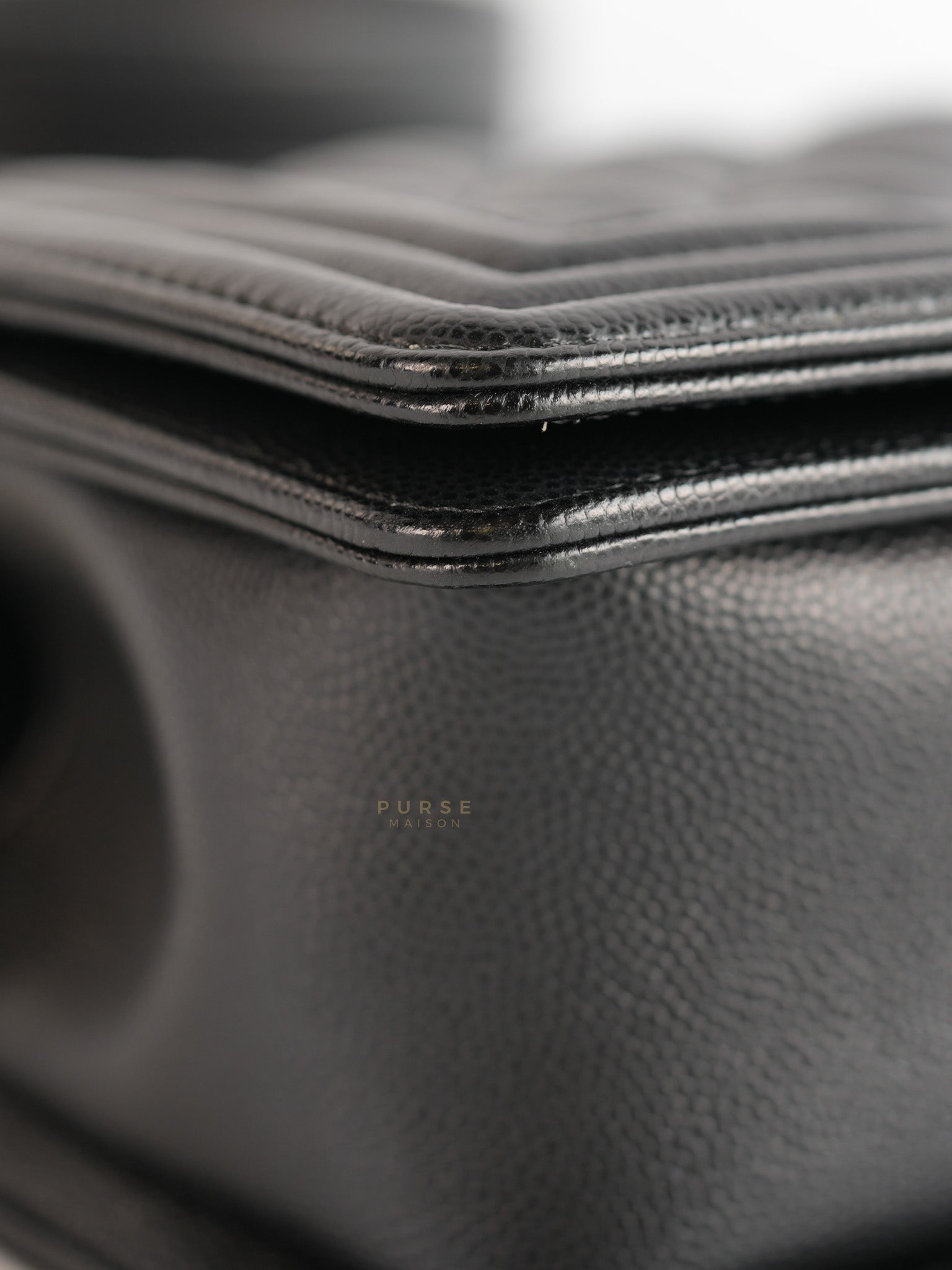 Boy Small in Black Caviar Leather and Aged Gold Hardware (Microchip) | Purse Maison Luxury Bags Shop