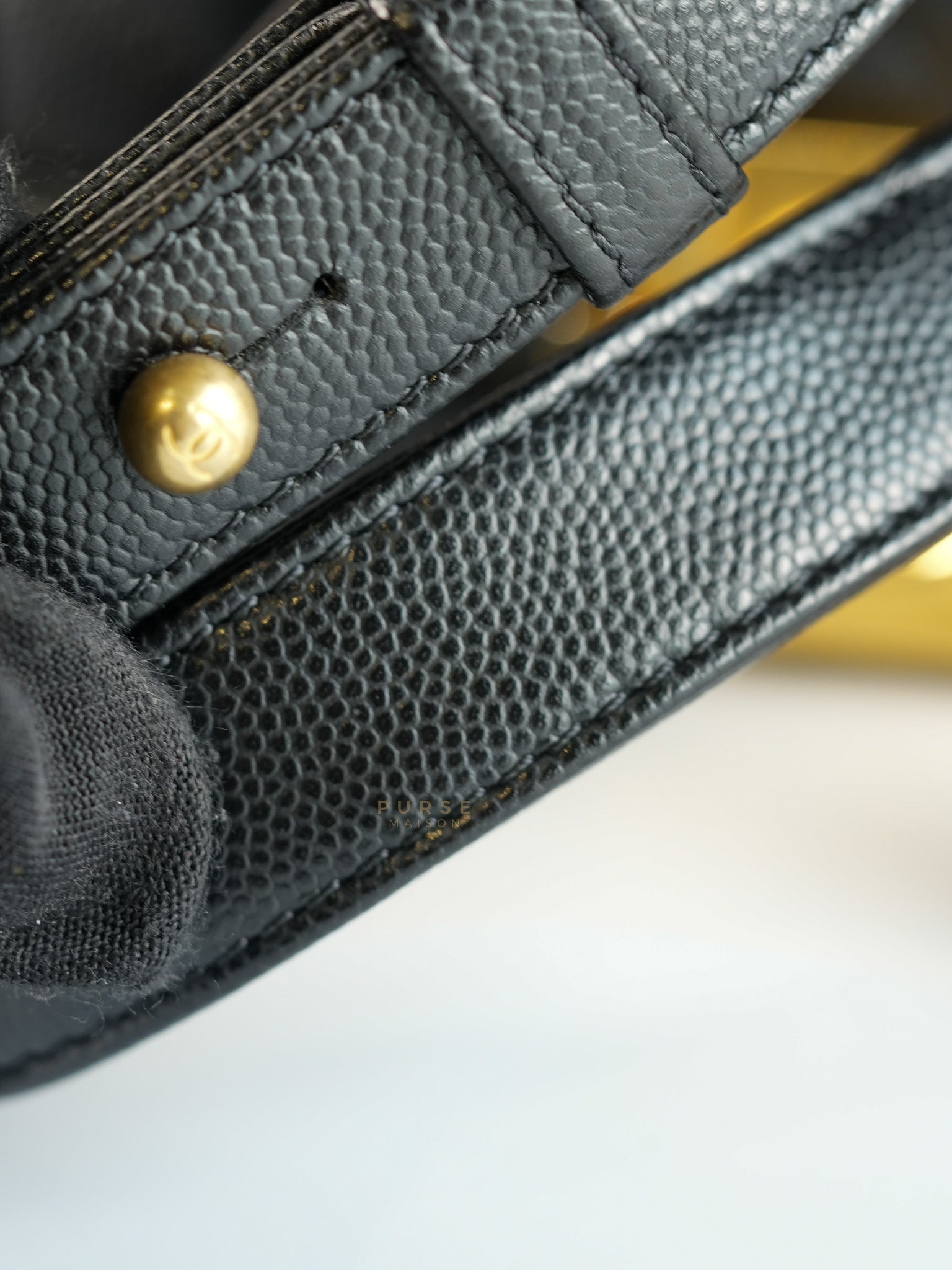 Boy Small in Black Caviar Leather and Aged Gold Hardware (Microchip) | Purse Maison Luxury Bags Shop