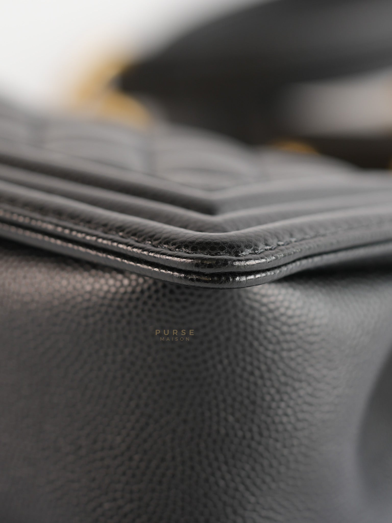 Boy Small in Black Caviar Leather and Aged Gold Hardware (Microchip) | Purse Maison Luxury Bags Shop