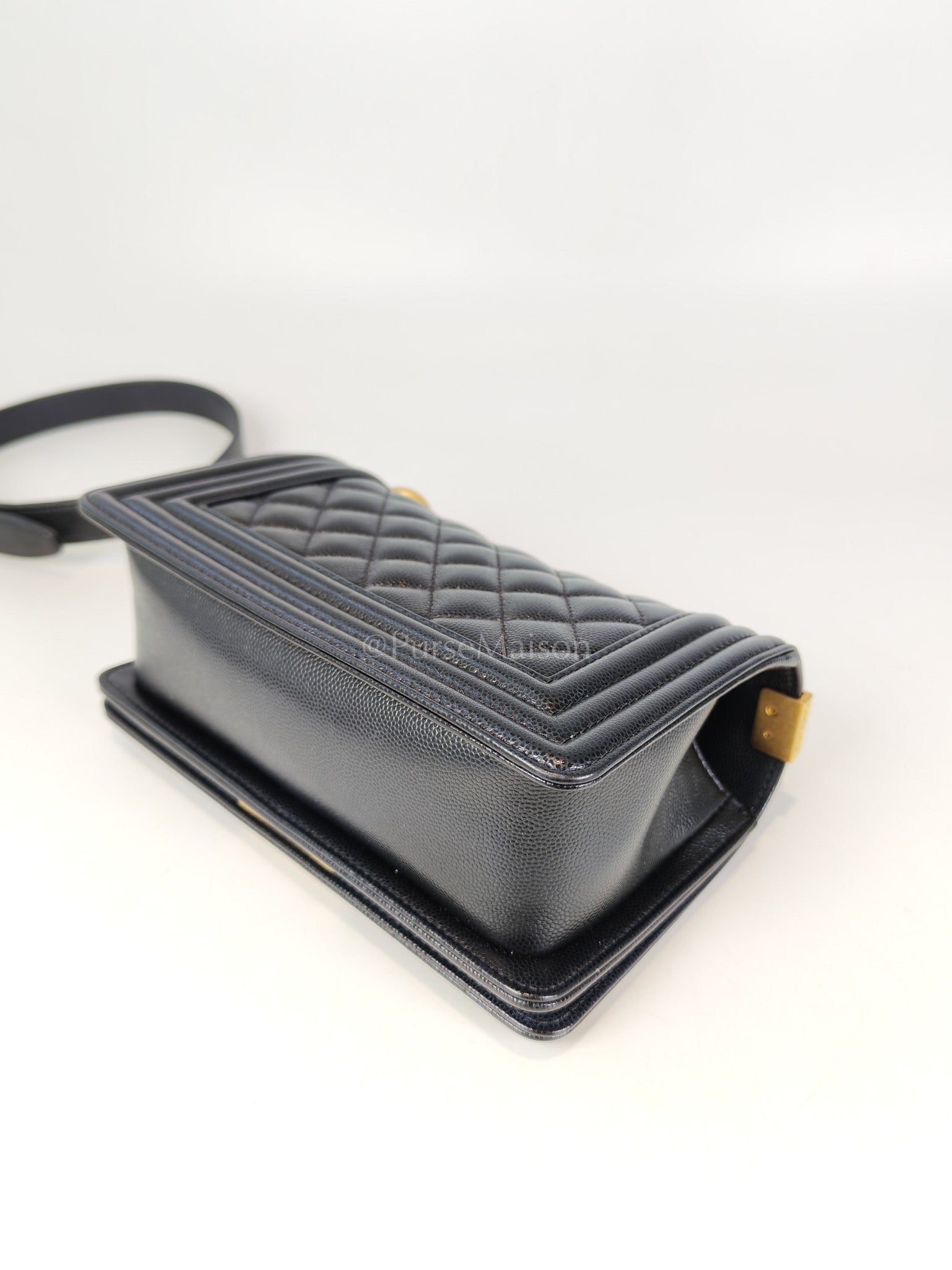 Boy Small in Black Caviar Leather and Aged Gold Hardware Series 31 | Purse Maison Luxury Bags Shop